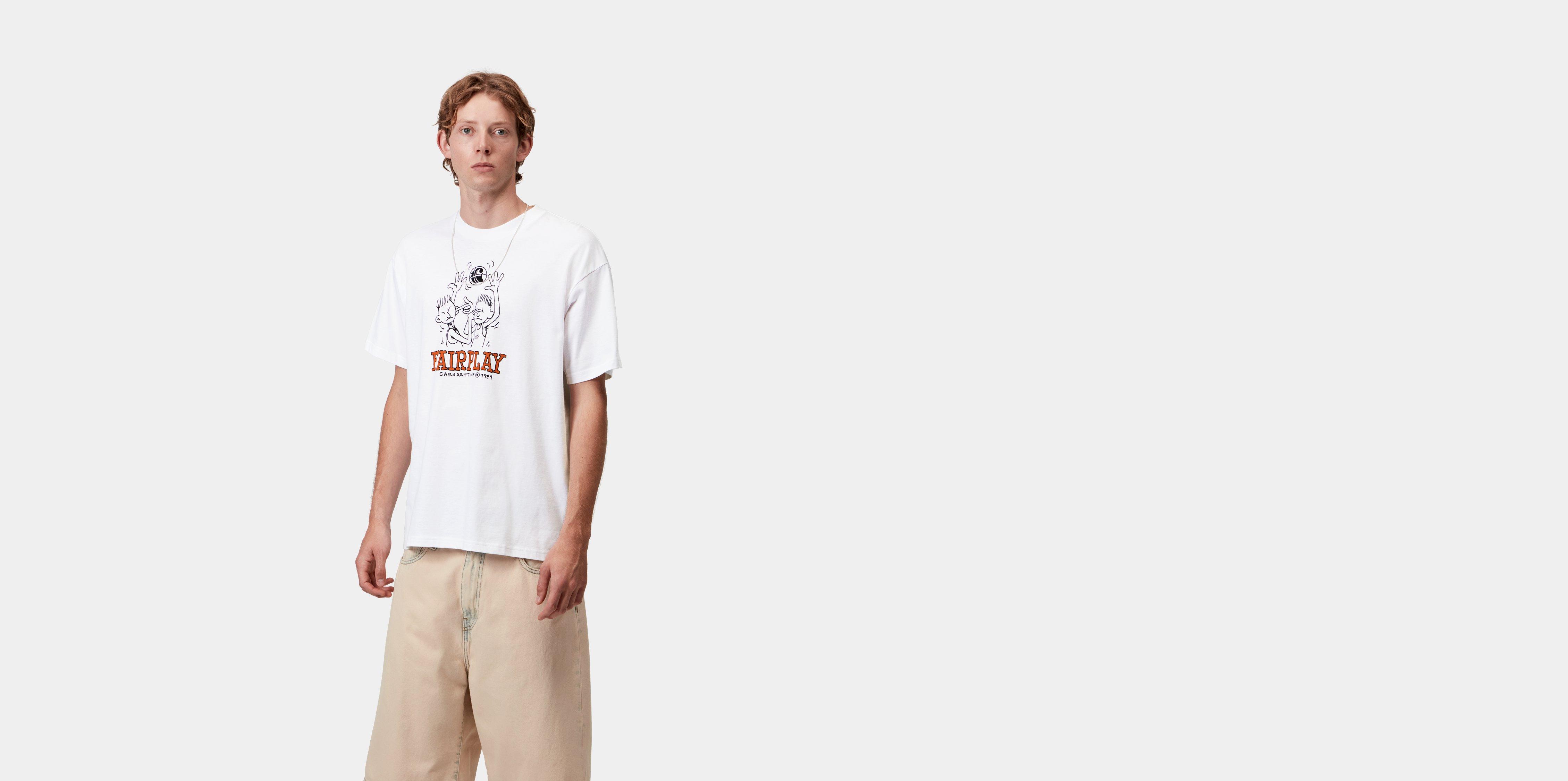 【carhartt】\"S/S Fairplay\"コットン プリントTシャツ/persimmon Carhartt WIP S/S Theory And Practice T-Shirt, Persimmon
