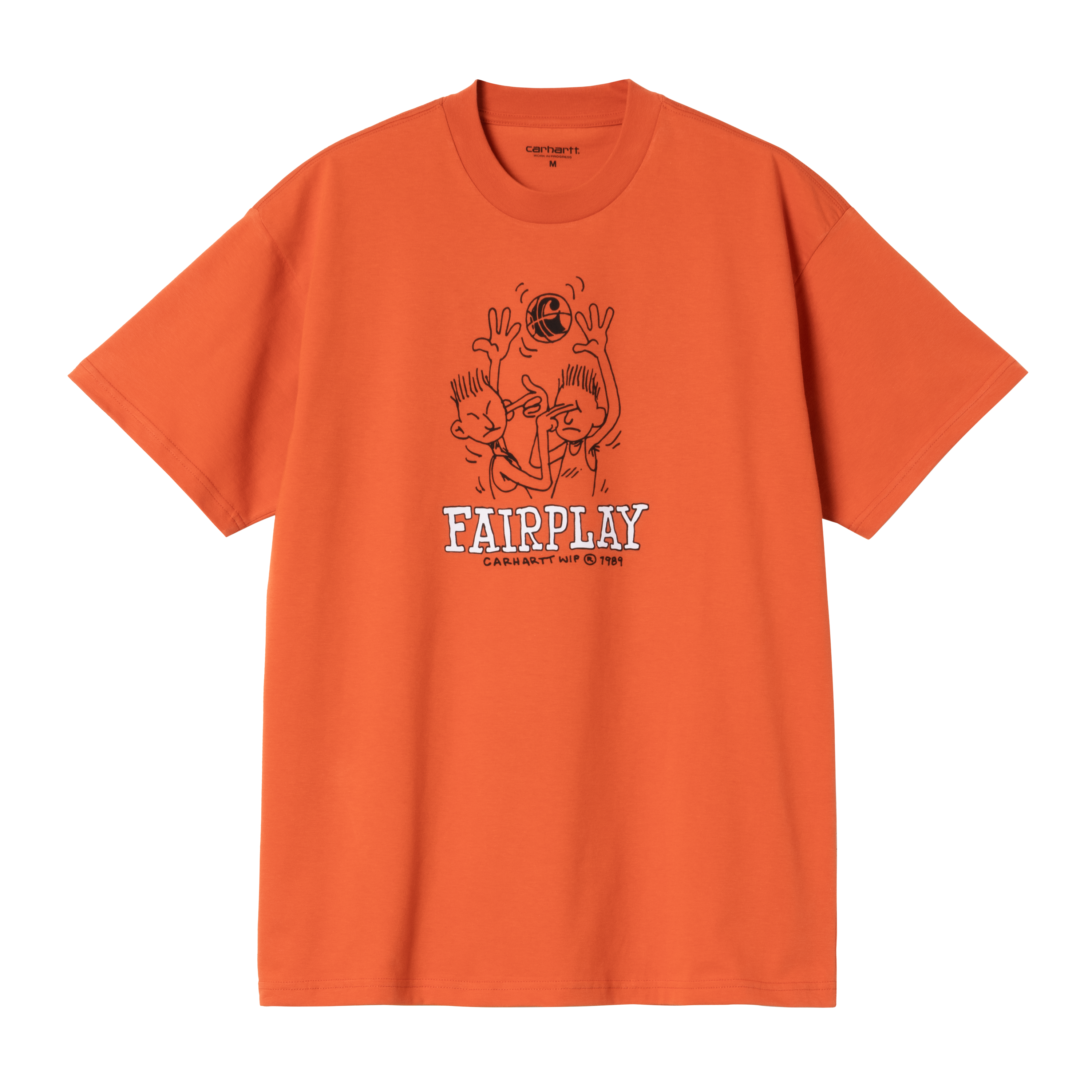 【carhartt】\"S/S Fairplay\"コットン プリントTシャツ/persimmon Carhartt WIP S/S Theory And Practice T-Shirt, Persimmon