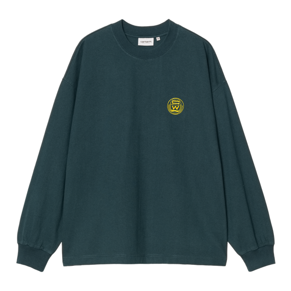 L/S World Class T-Shirt Deep Lagoon heavy stone wash