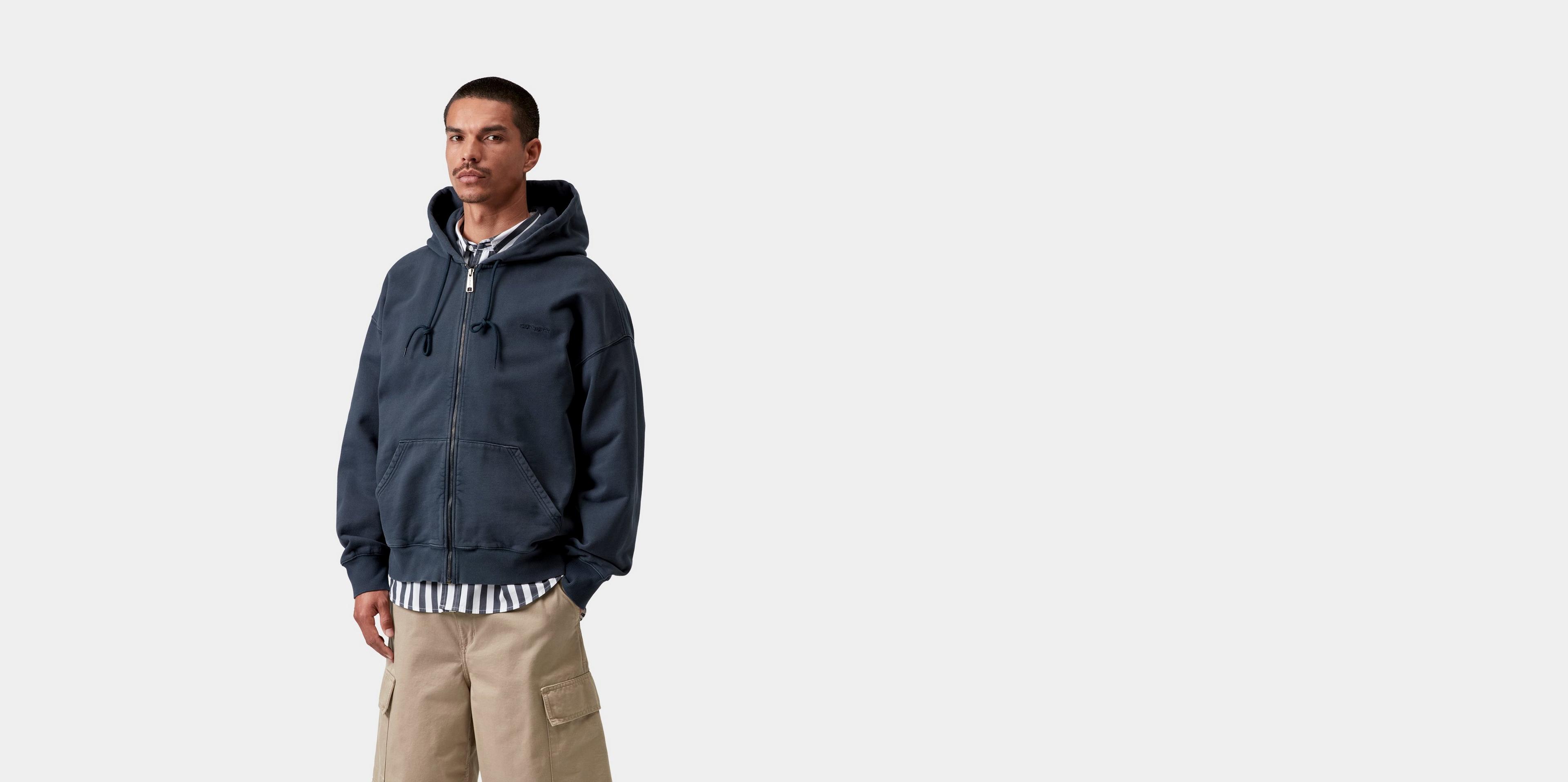 Carhartt WIP Hooded Benton Sweat Jacket, Carbon | Official Online 