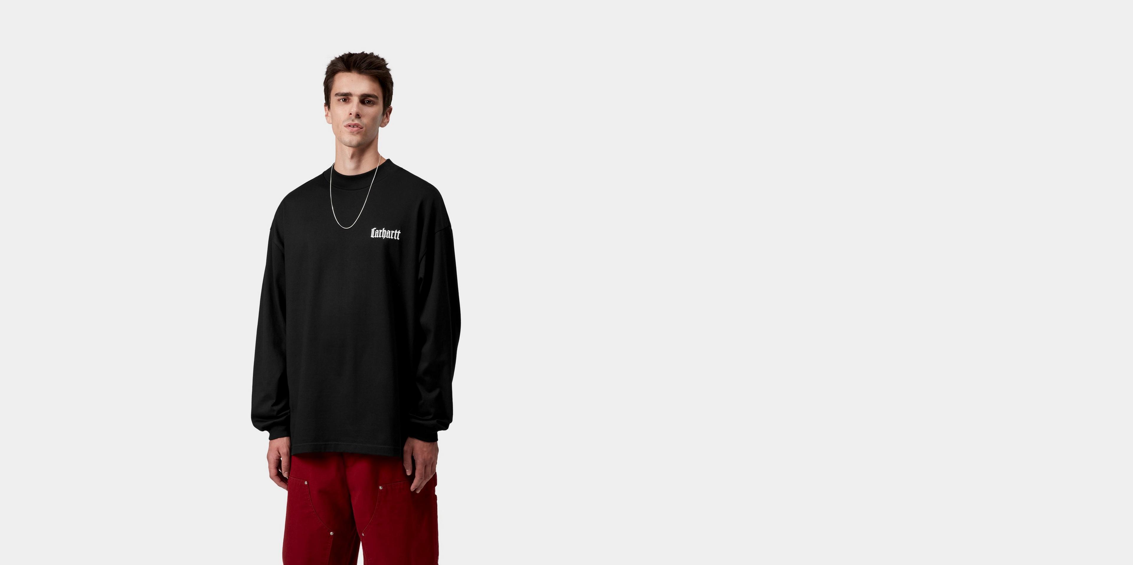 Carhartt WIP L/S Schooling Mockneck T-Shirt, Black / Wax