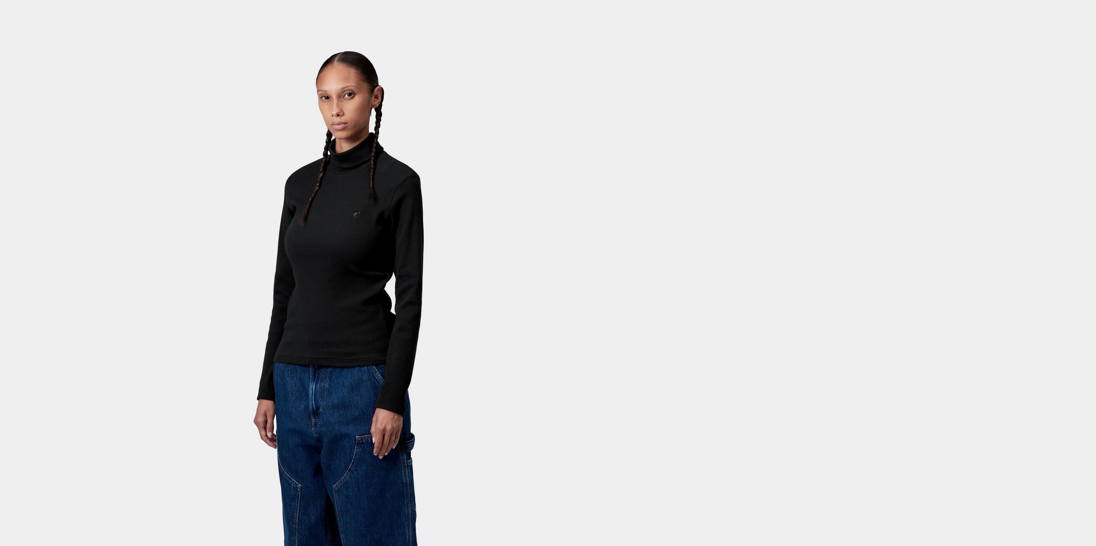 Carhartt WIP Women's L/S Philipa Mockneck T-Shirt, Black