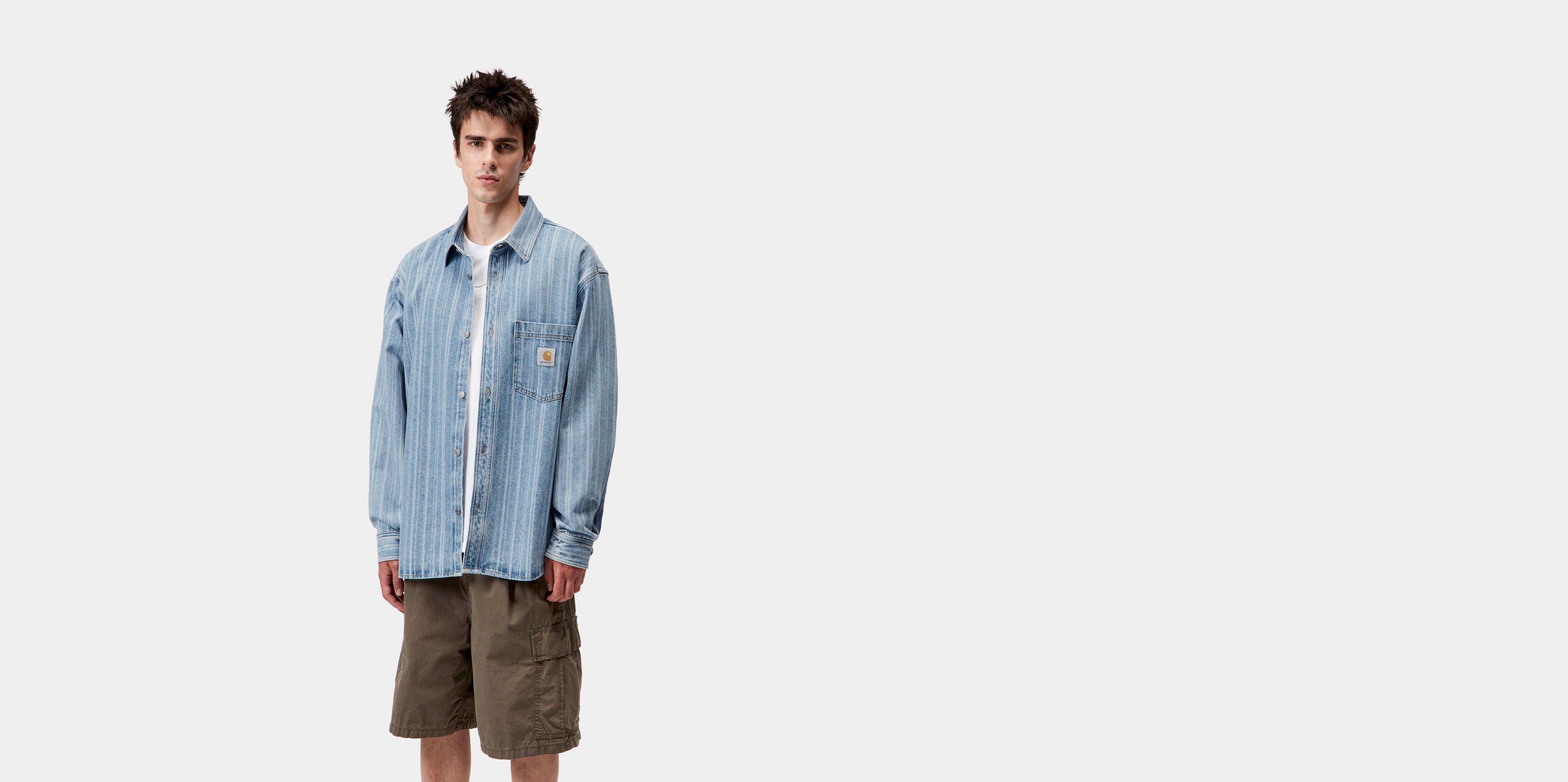 Carhartt WIP Rylan Shirt Jac Rylan Stripe, Blue stone bleached | blue|multicolor | M | Men