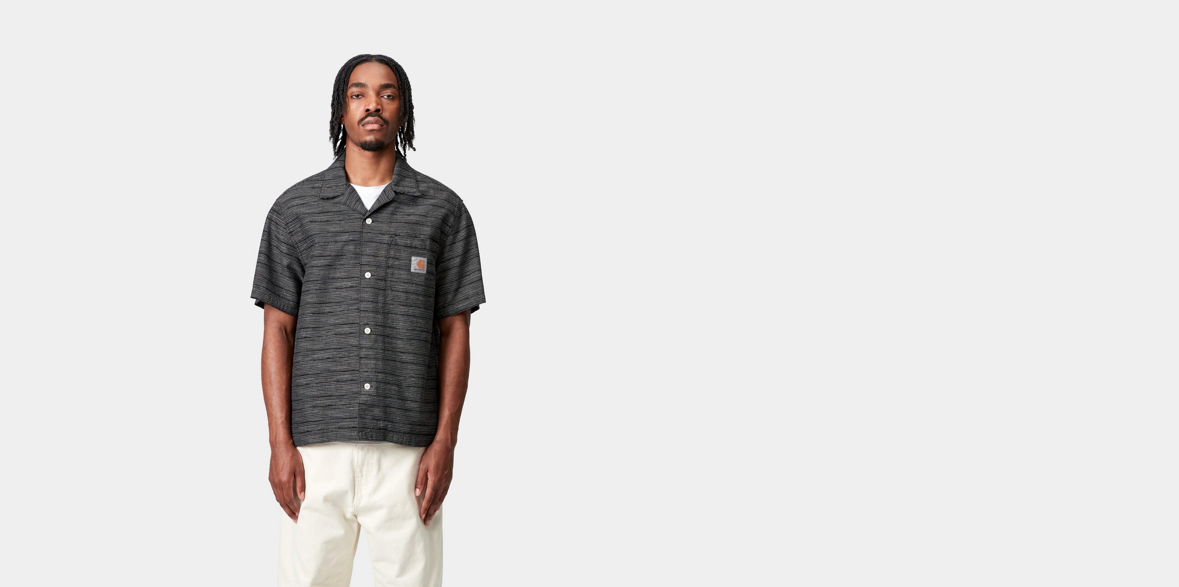Carhartt WIP S/S Gellar Shirt, Gellar Stripe, Black | Official