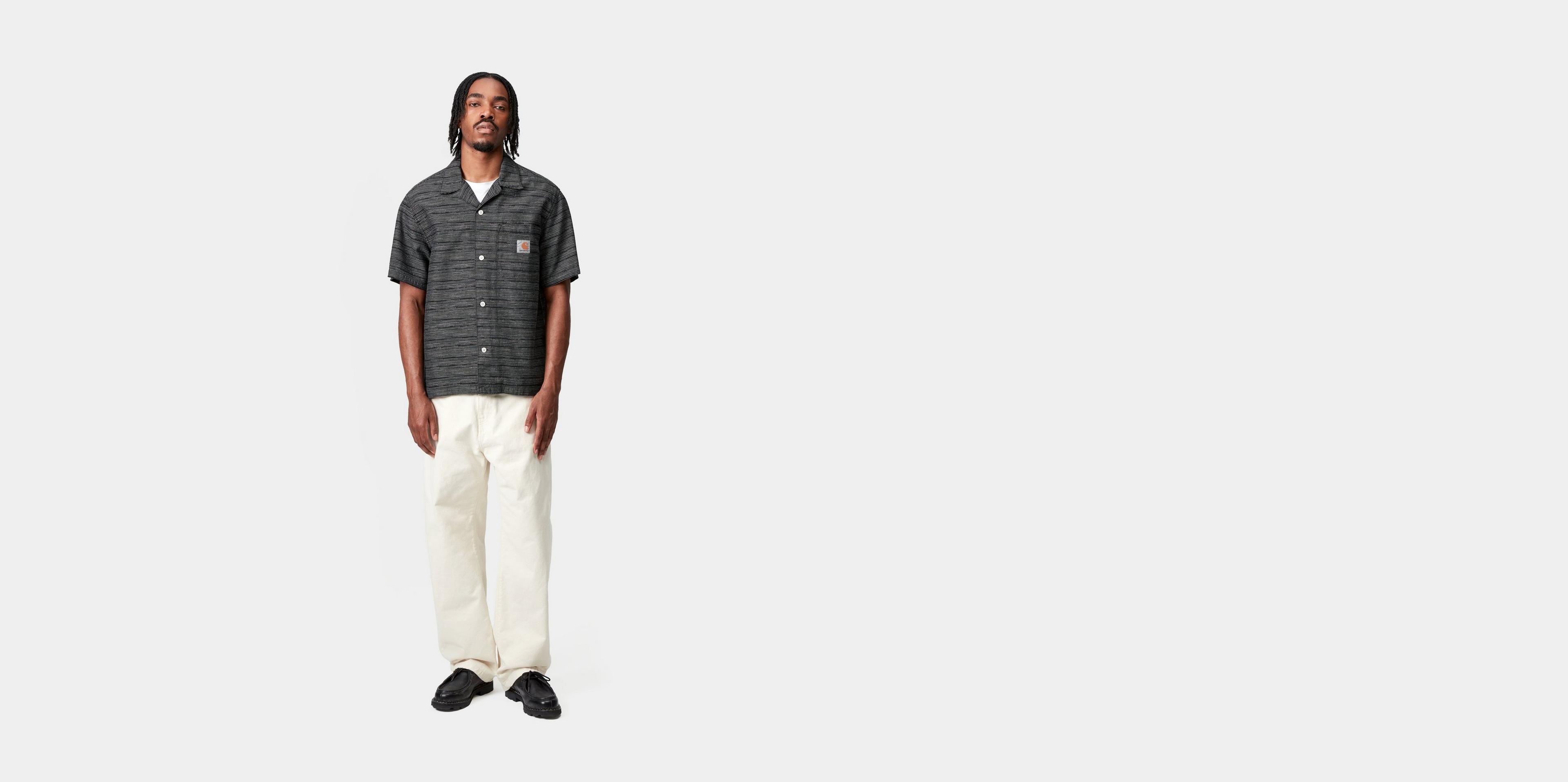 Carhartt WIP S/S Gellar Shirt, Gellar Stripe, Black | Official