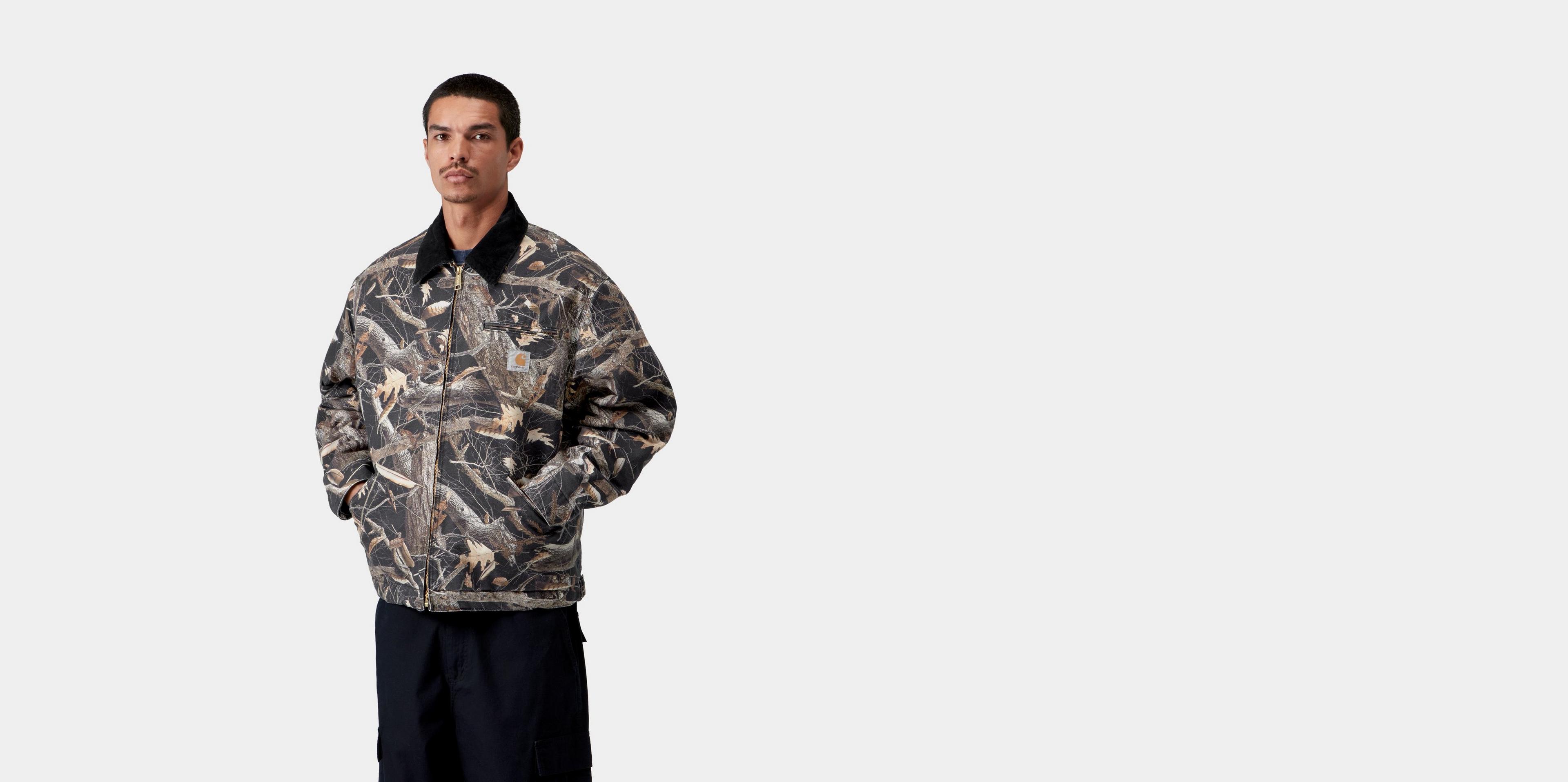 Carhartt WIP OG Detroit Jacket, Camo Feather Tree, Black / Black