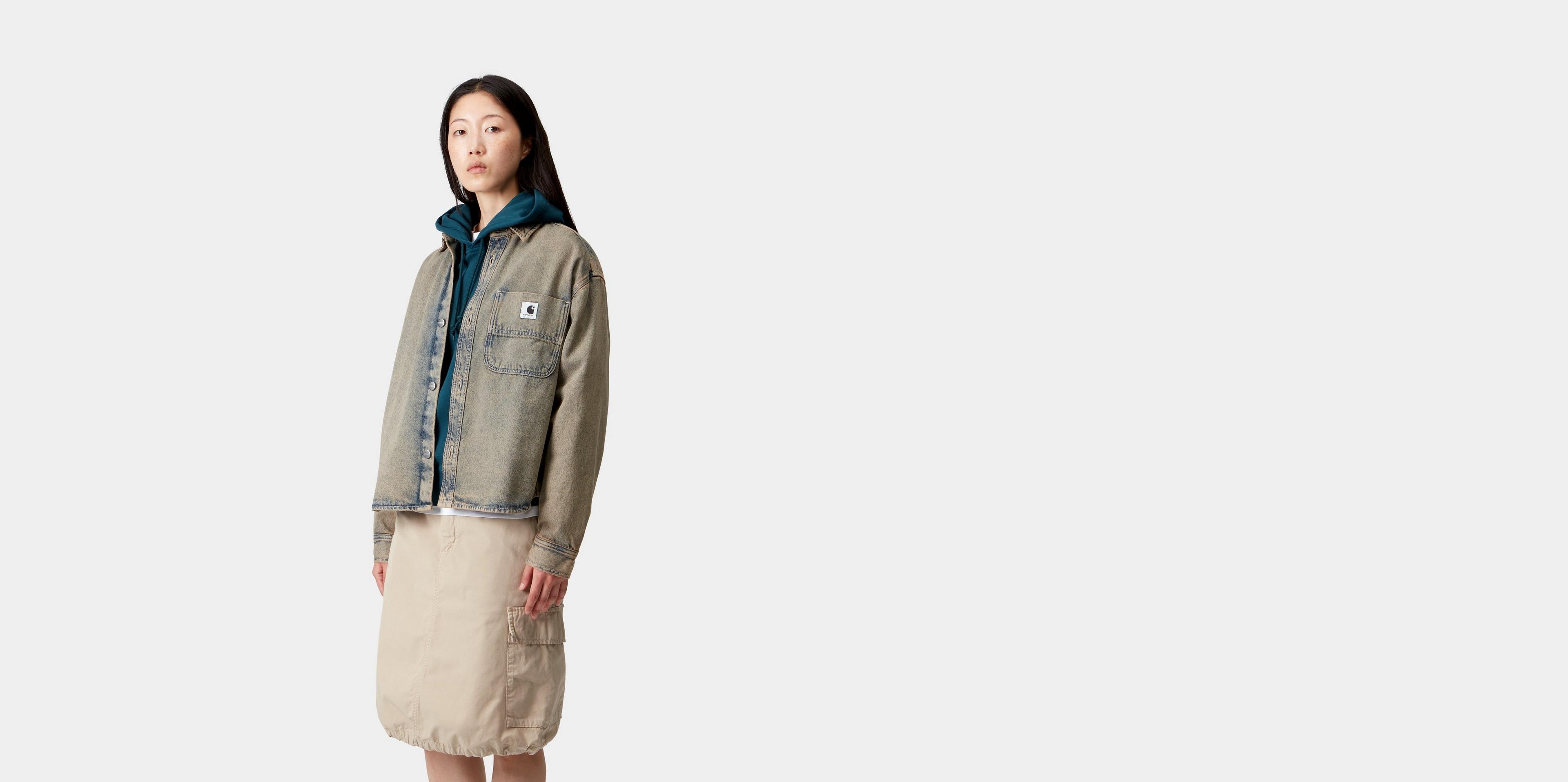 Carhartt WIP Women's Georgia Shirt Jac, Blue / Leather | Official