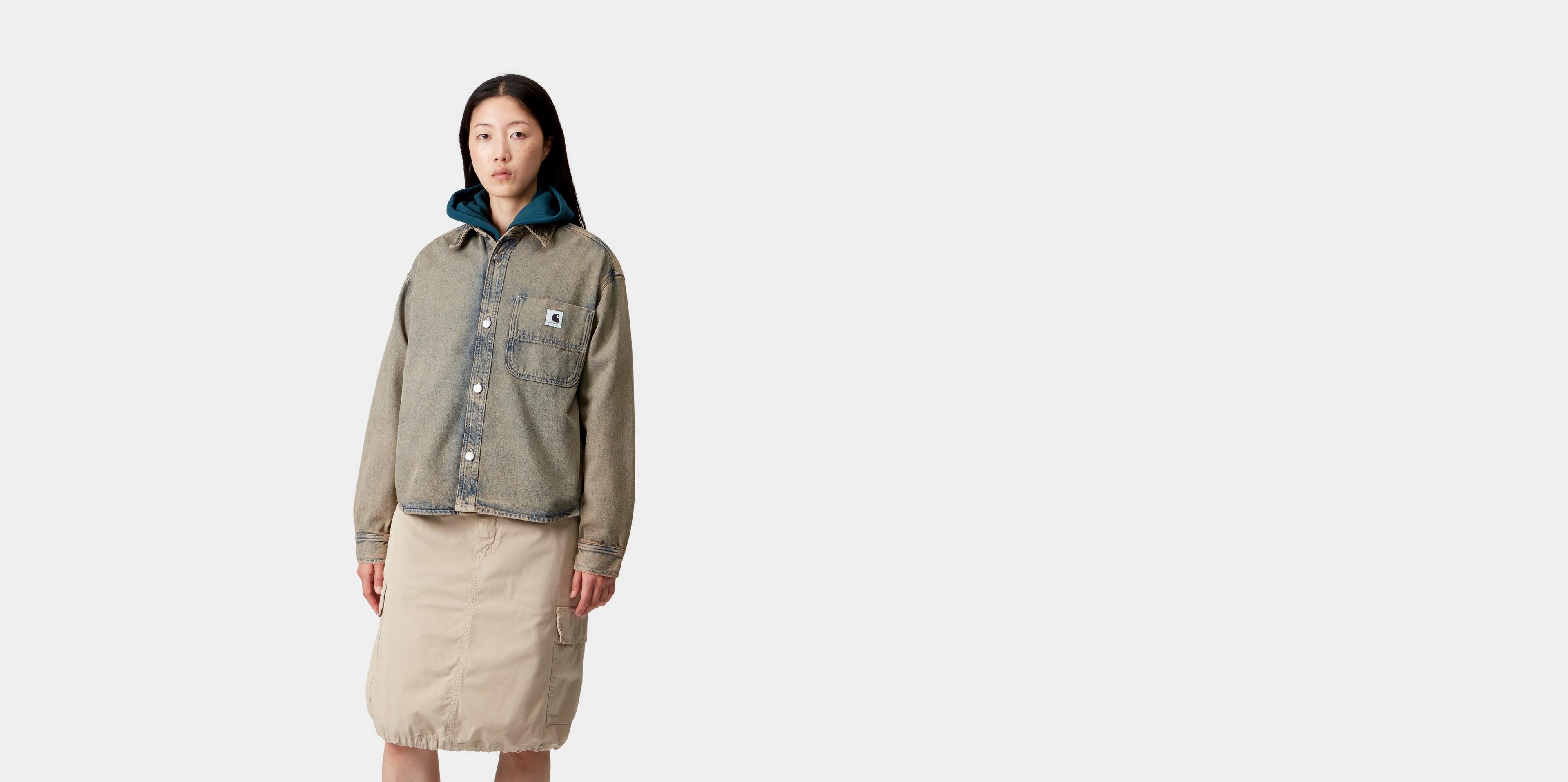 Carhartt WIP Women's Georgia Shirt Jac, Blue / Leather | Official