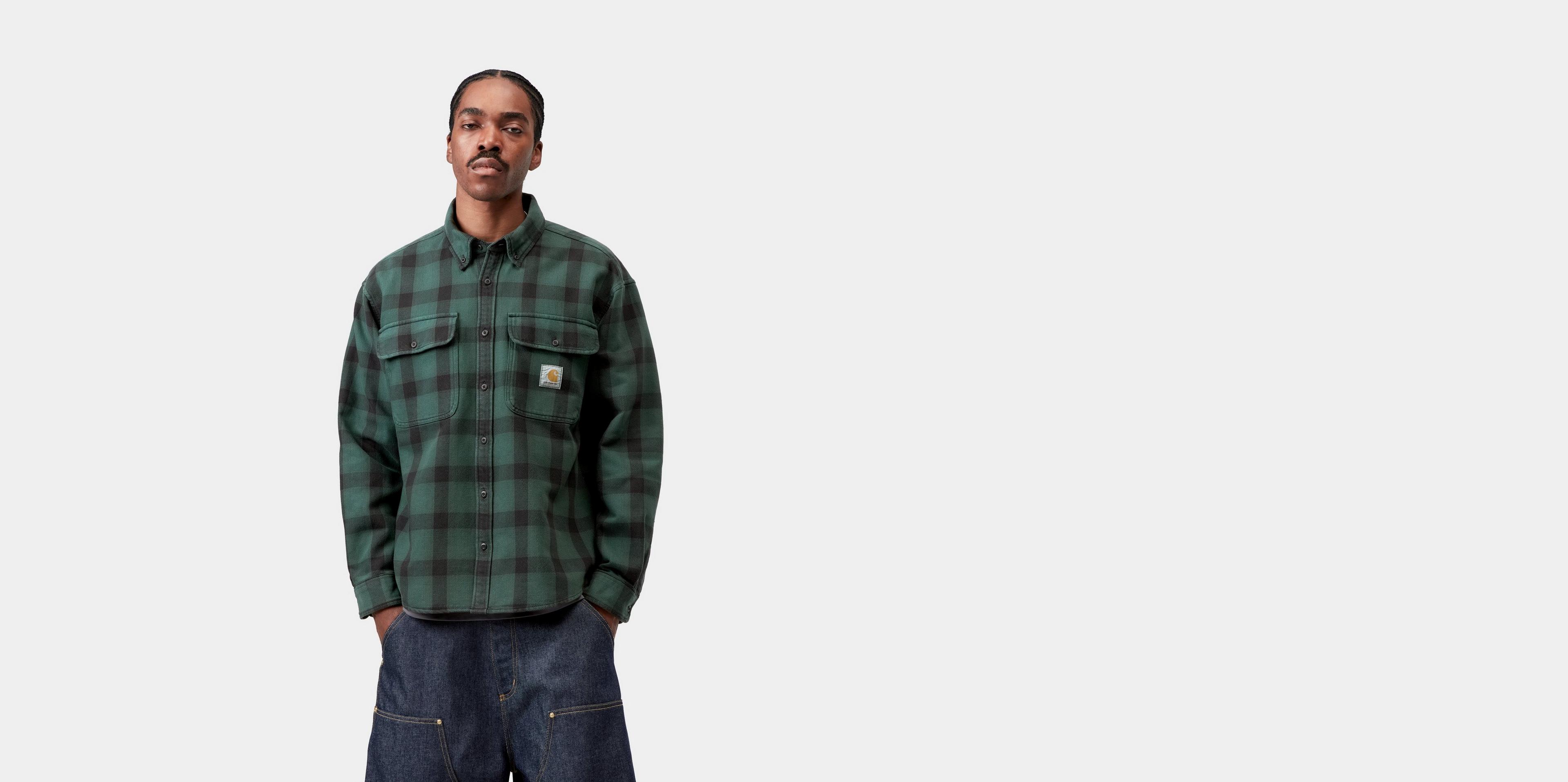 Carhartt WIP L/S Edmands Shirt, Edmands Check, Natural / Kale