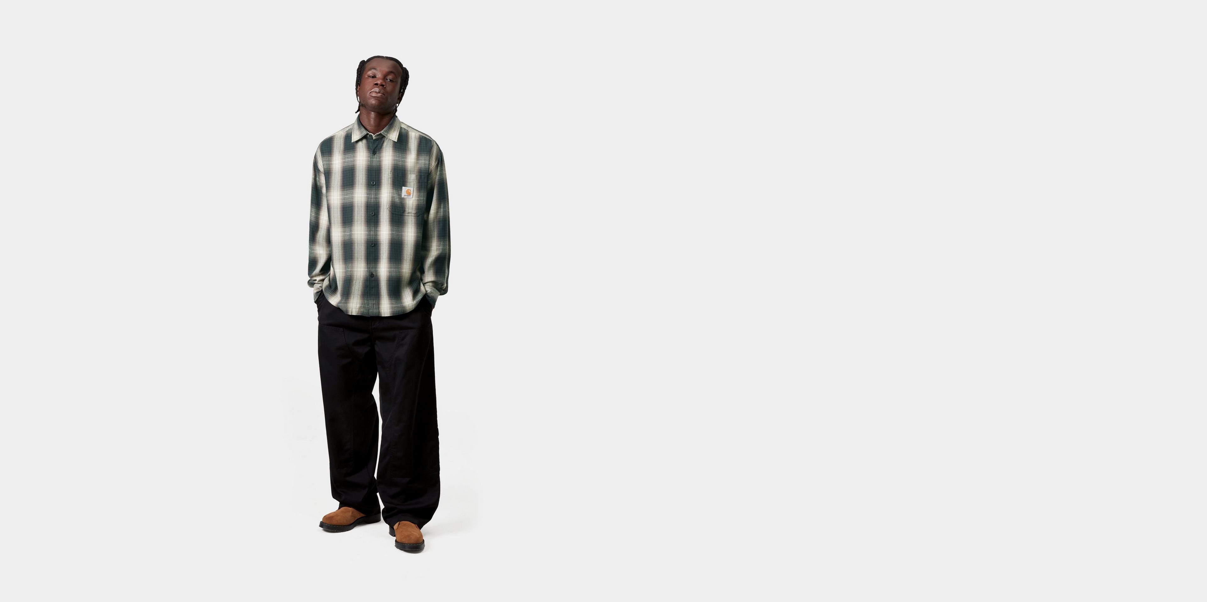 Carhartt WIP L/S Harlin Shirt, Harlin Check, Kale Green | Official