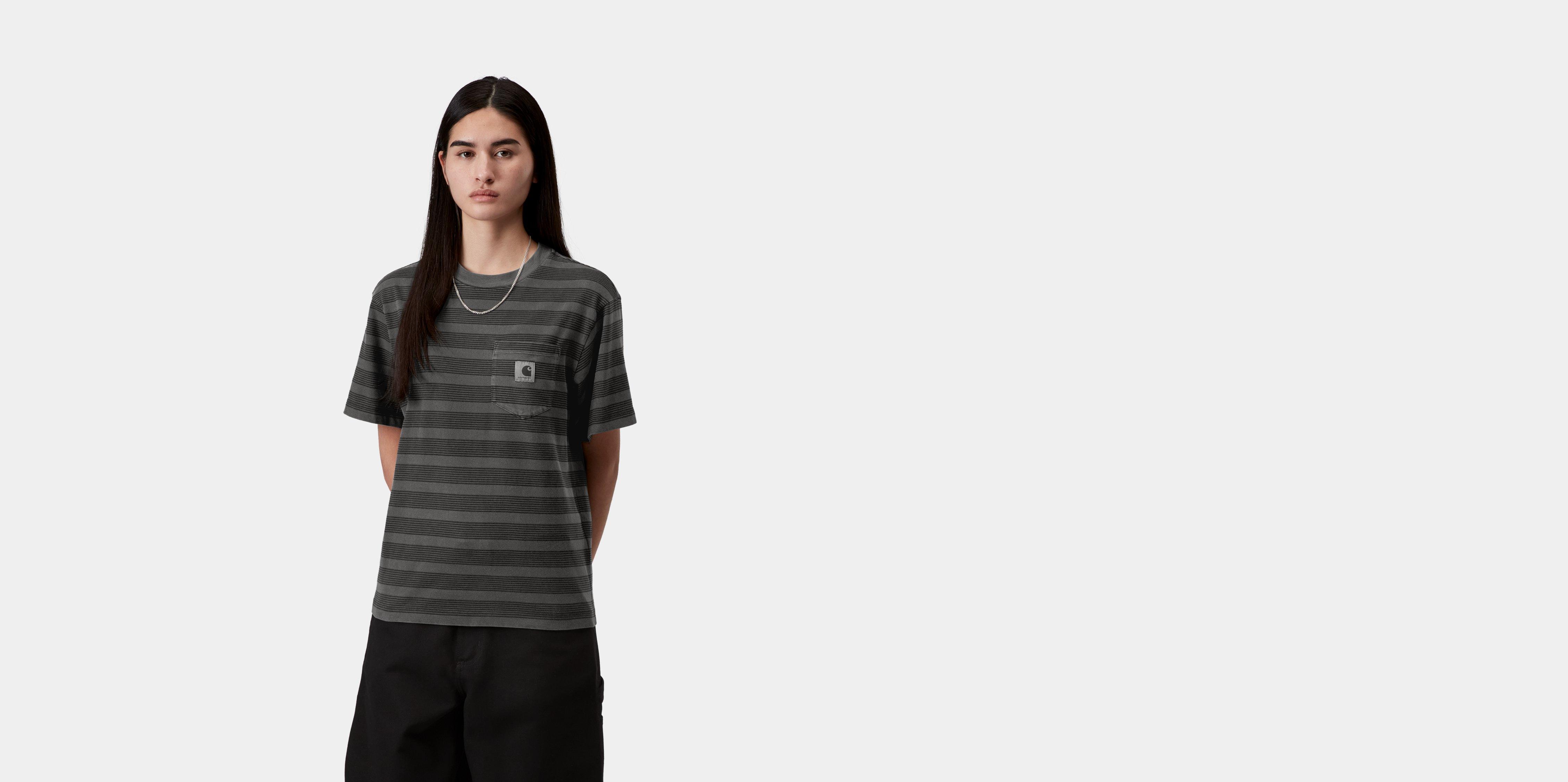 Carhartt WIP W' S/S Hanson Pocket T-Shirt Hanson W Stripe, Black garment dyed | multicolor|black | S | Women