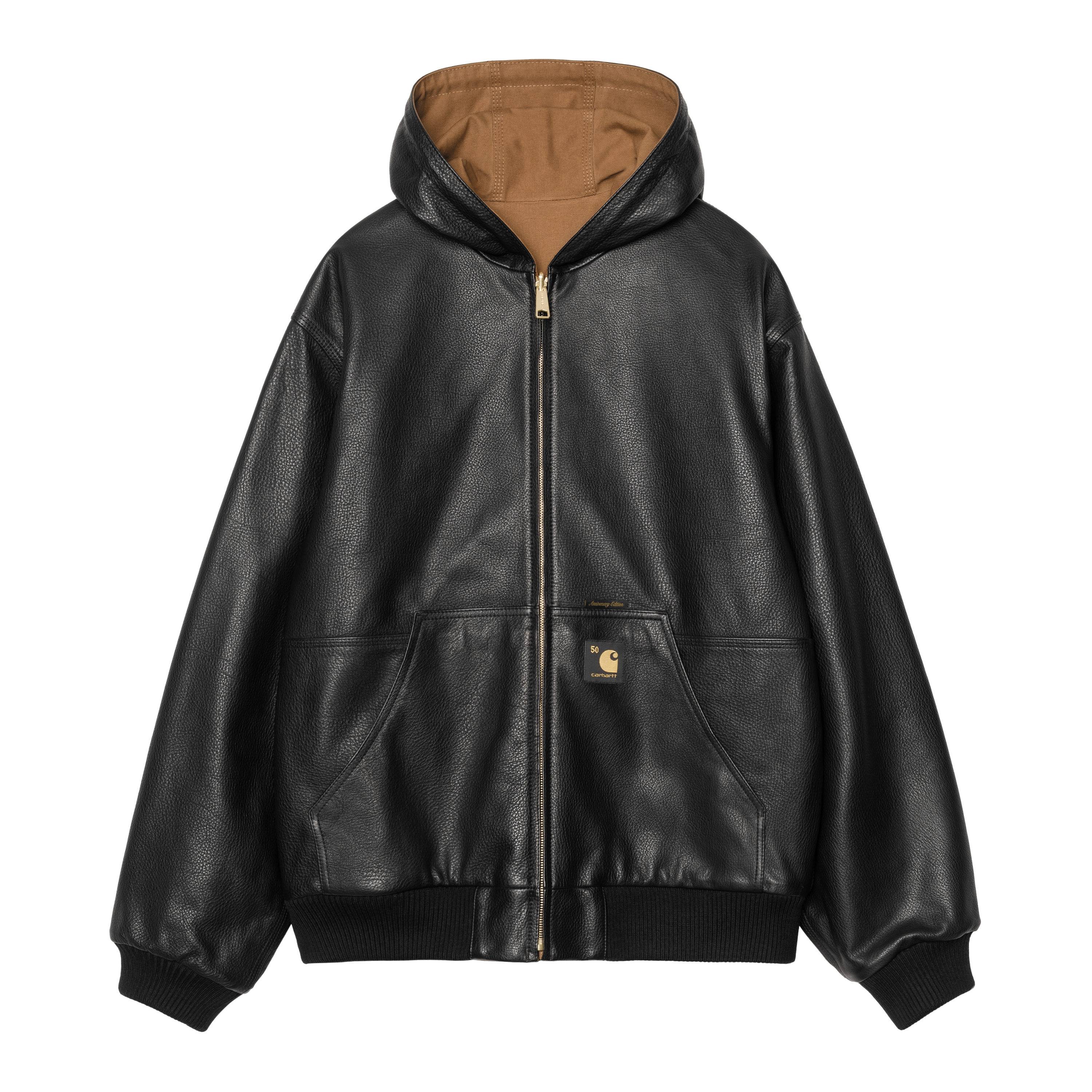 Carhartt WIP OG Active Jacket 50th Anniversary Edition Leather Black / Hamilton Brown | brown|black | XL | Men