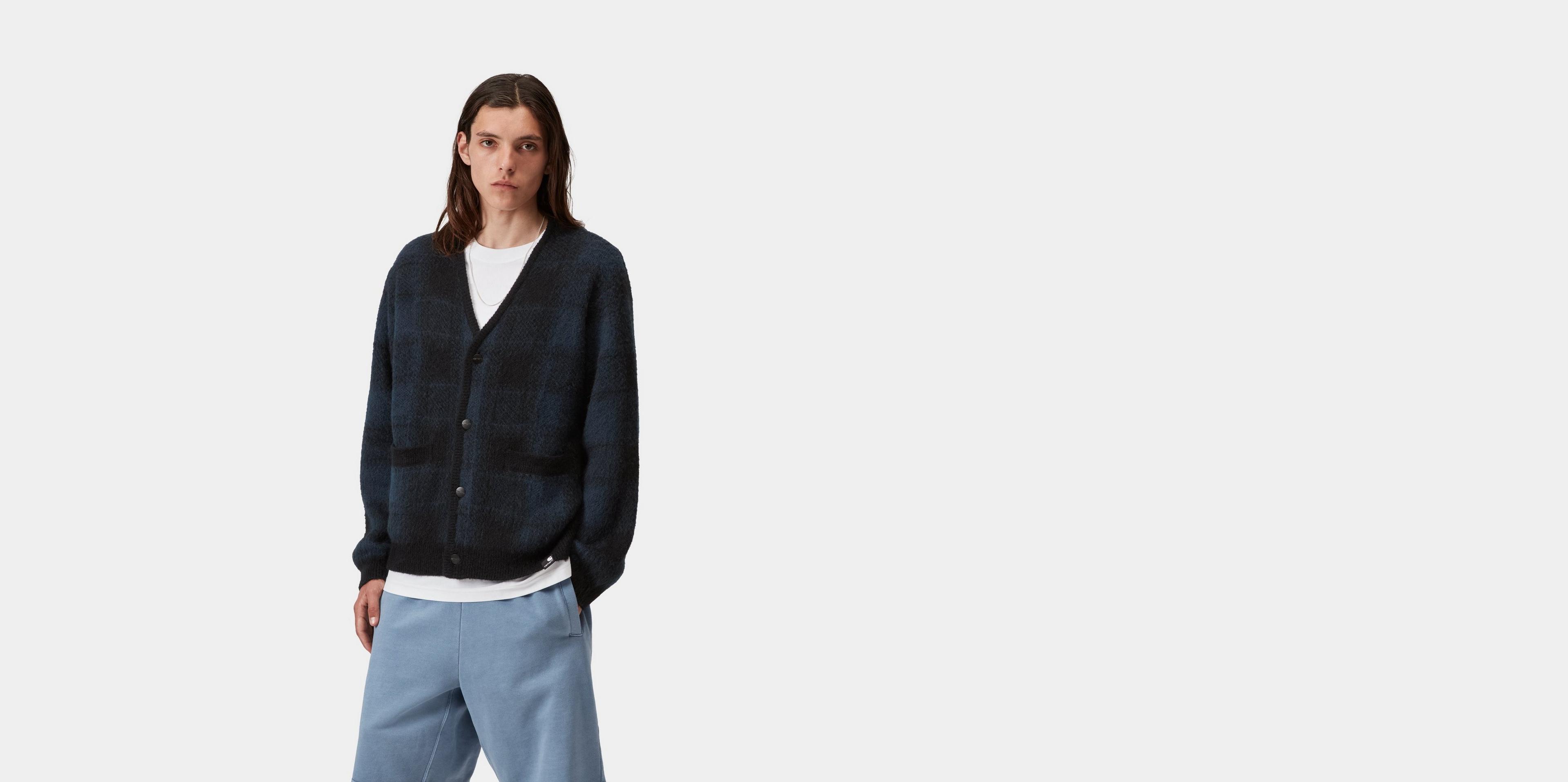 Carhartt WIP Everson Cardigan, Everson Jacquard, Black / Jupiter