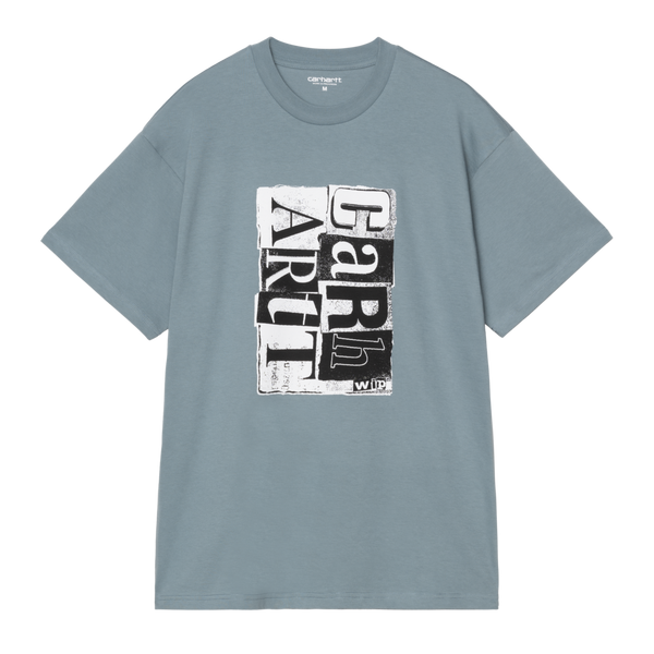 S/S Moving Letterpress T-Shirt Velvet Blue