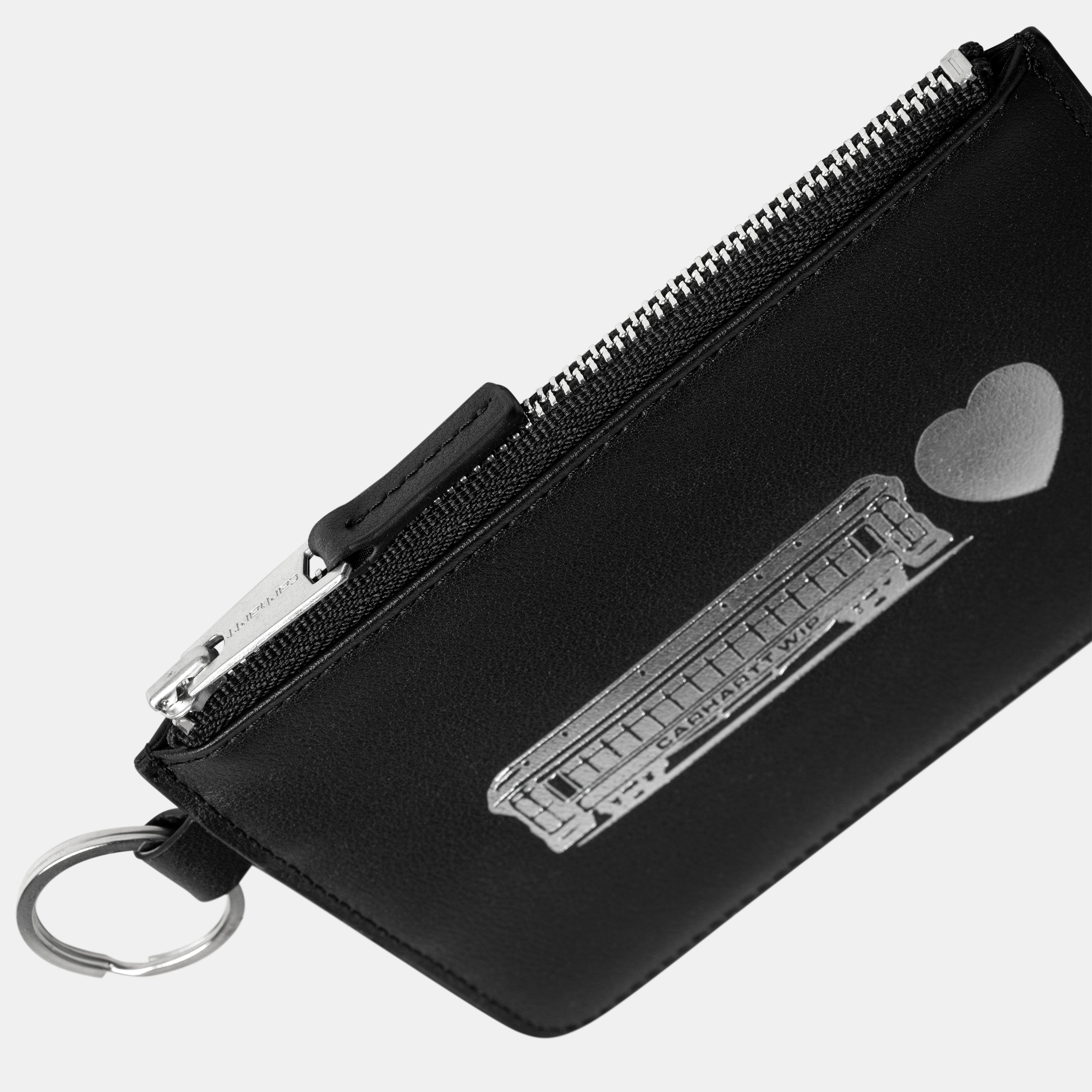 Carhartt WIP Deconstructed Leather Wallet, Black / Silver