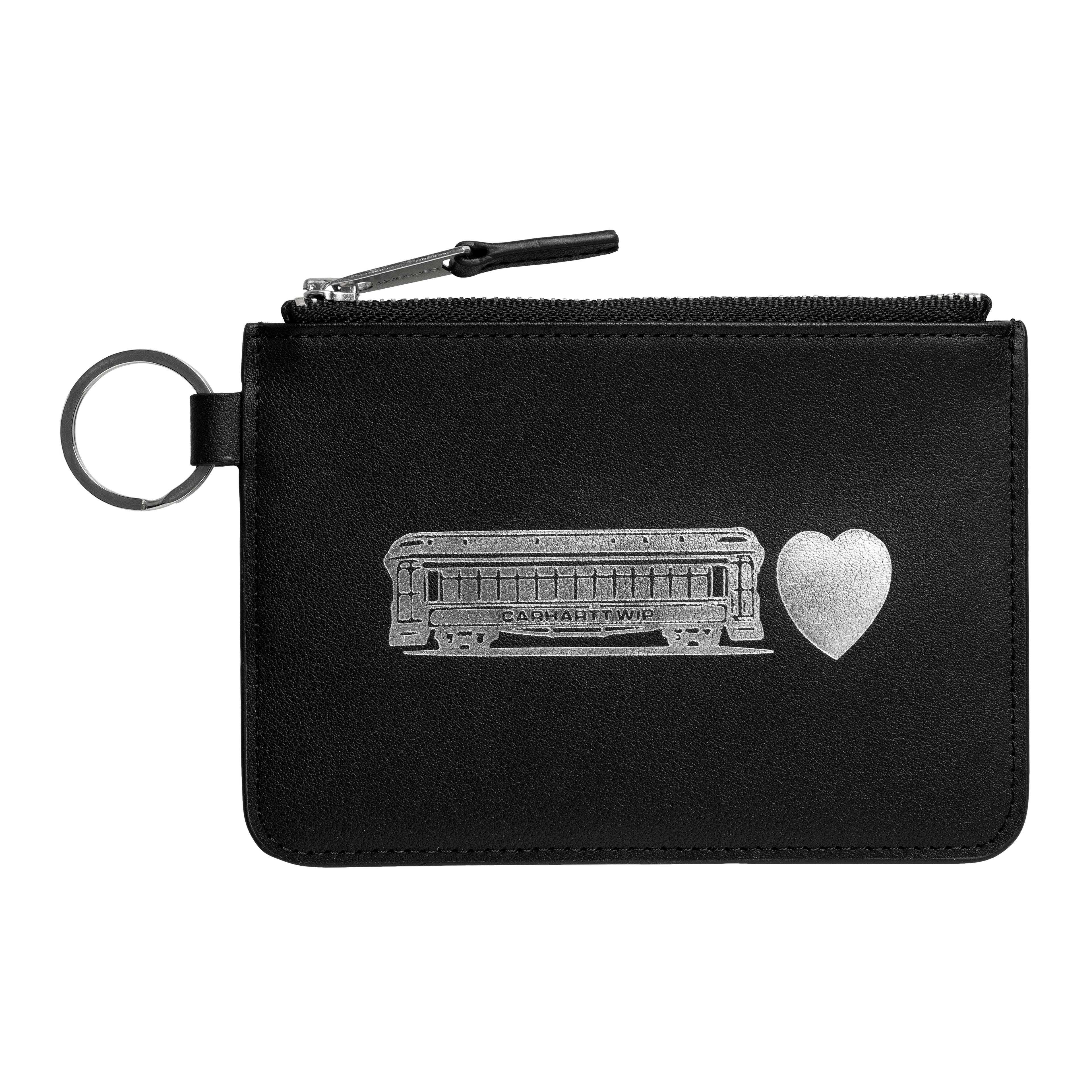 Carhartt WIP Deconstructed Leather Wallet, Black / Silver