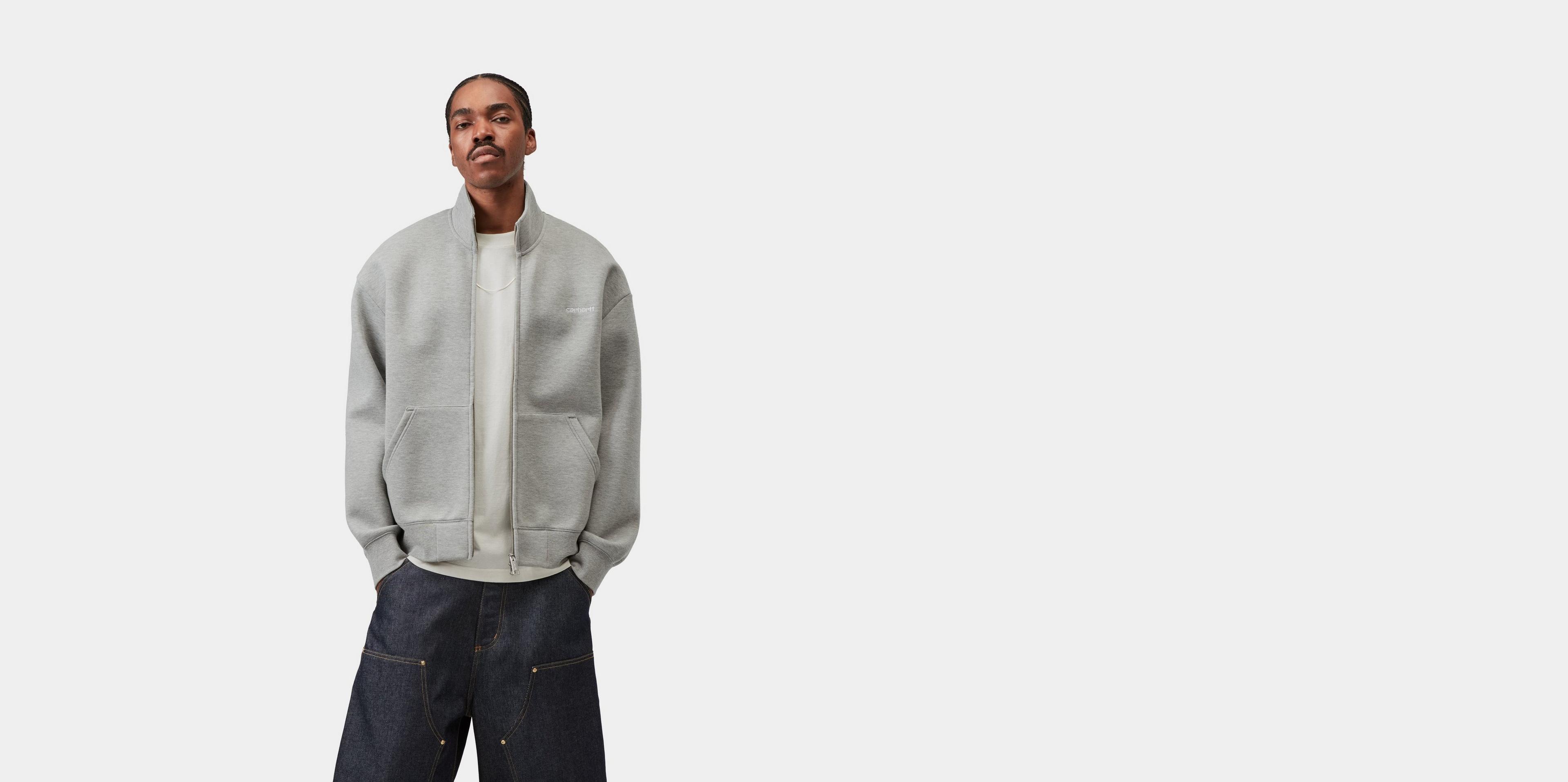 Carhartt WIP Alda Zip Sweat Jacket, Grey Heather / White
