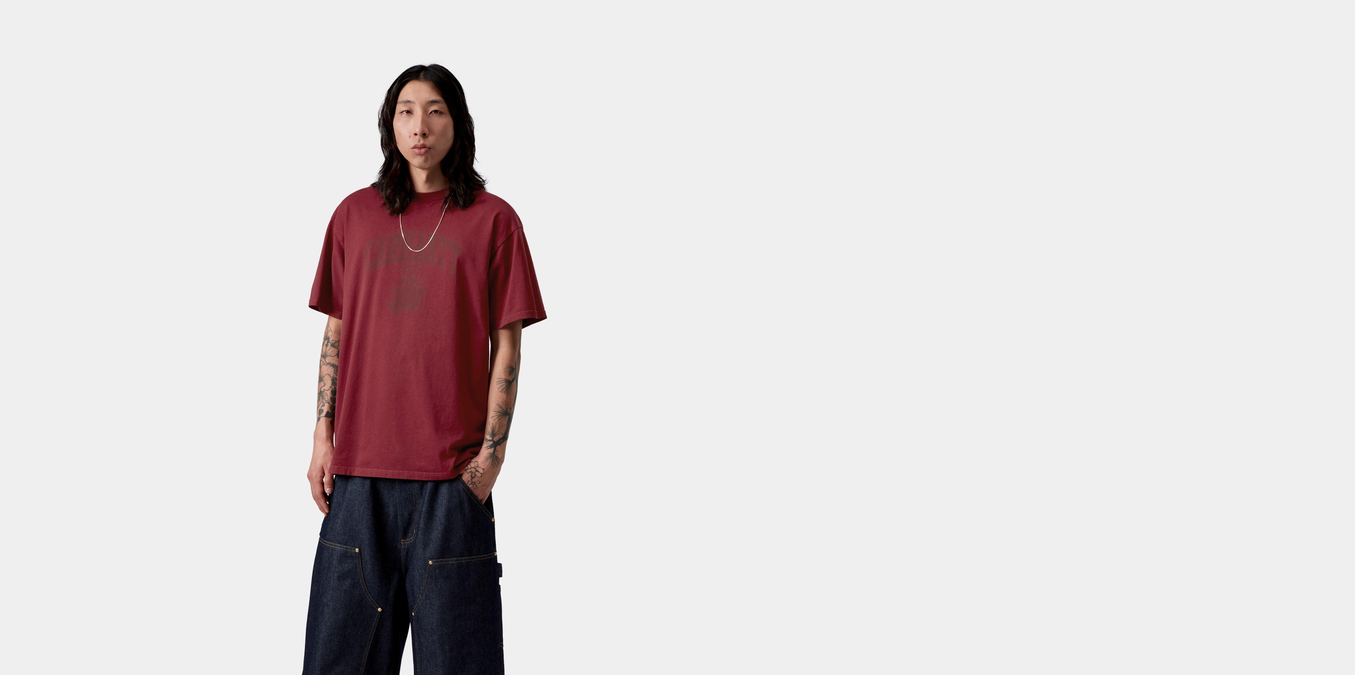 Carhartt WIP S/S Faded Pond Corps T-Shirt Marsala heavy stone wash | red | S | Men