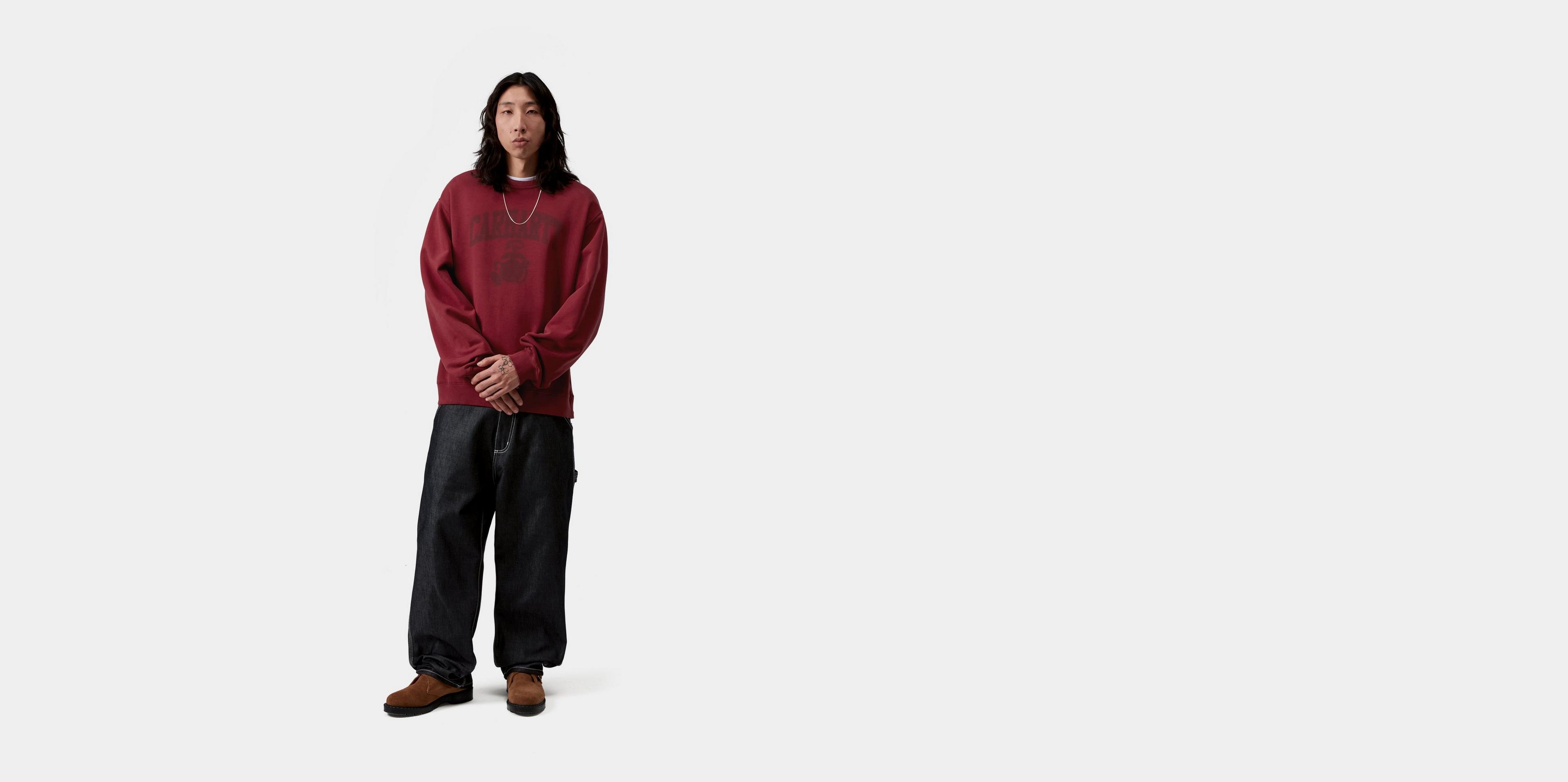 Carhartt WIP Faded Pond Corps Sweatshirt, Marsala | Official 