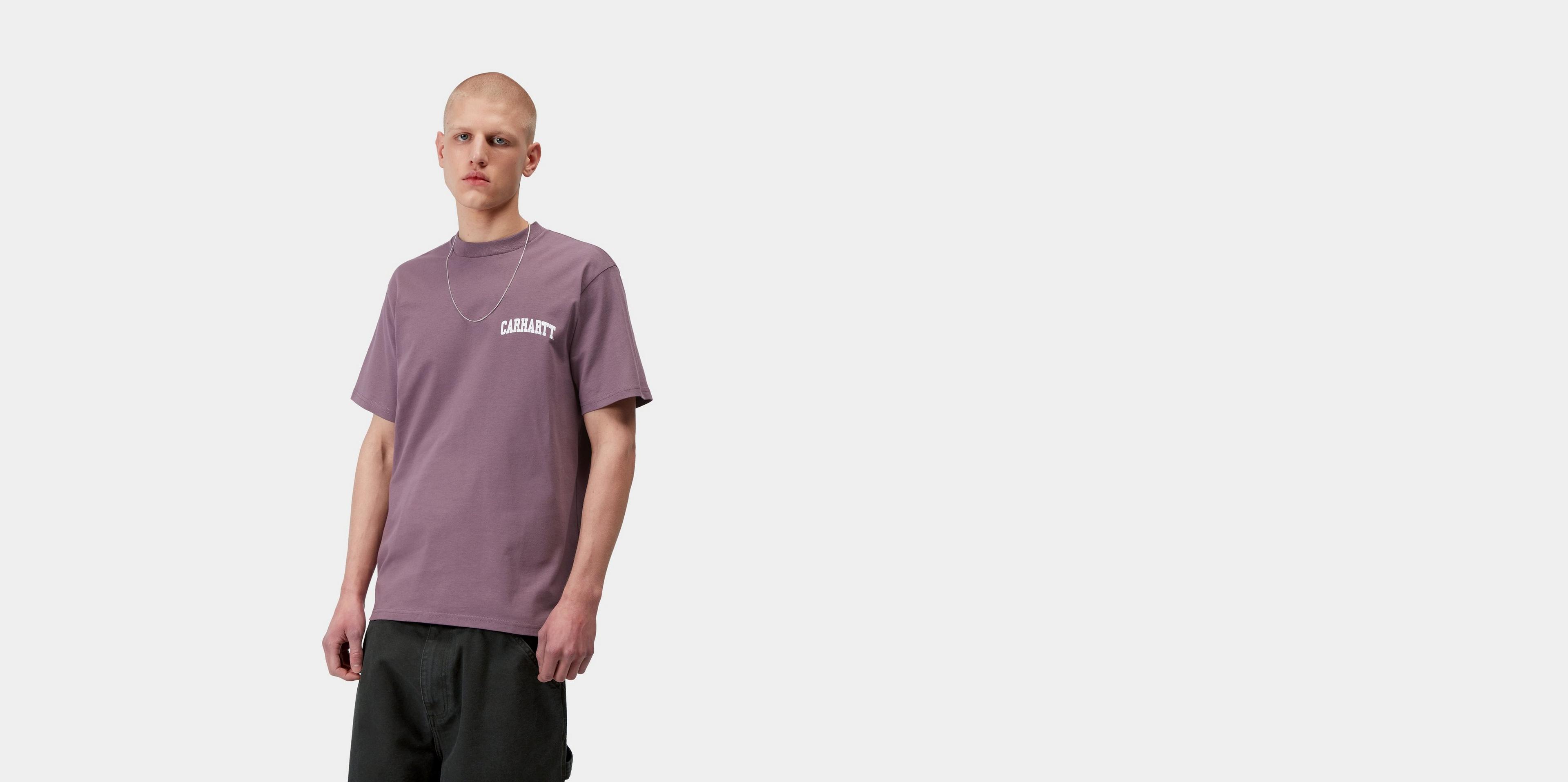 Carhartt WIP S/S University Script T-Shirt, Phlox / White