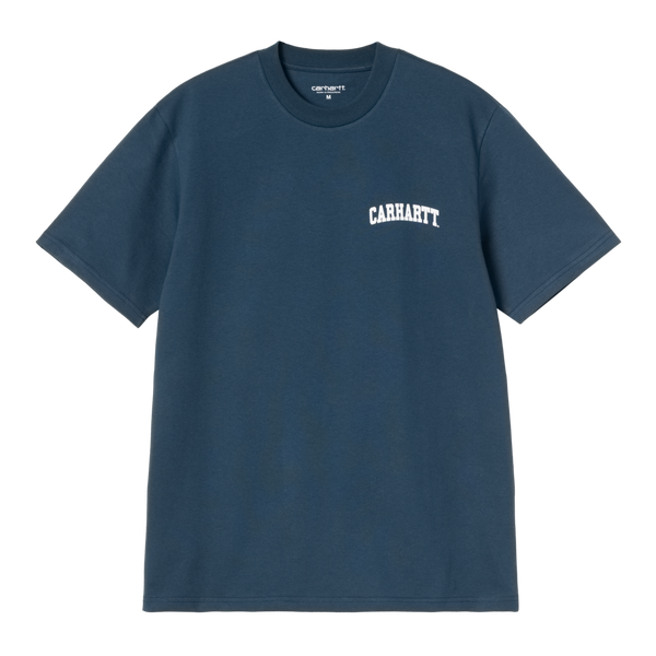 S/S University Script T-Shirt Blue River / White