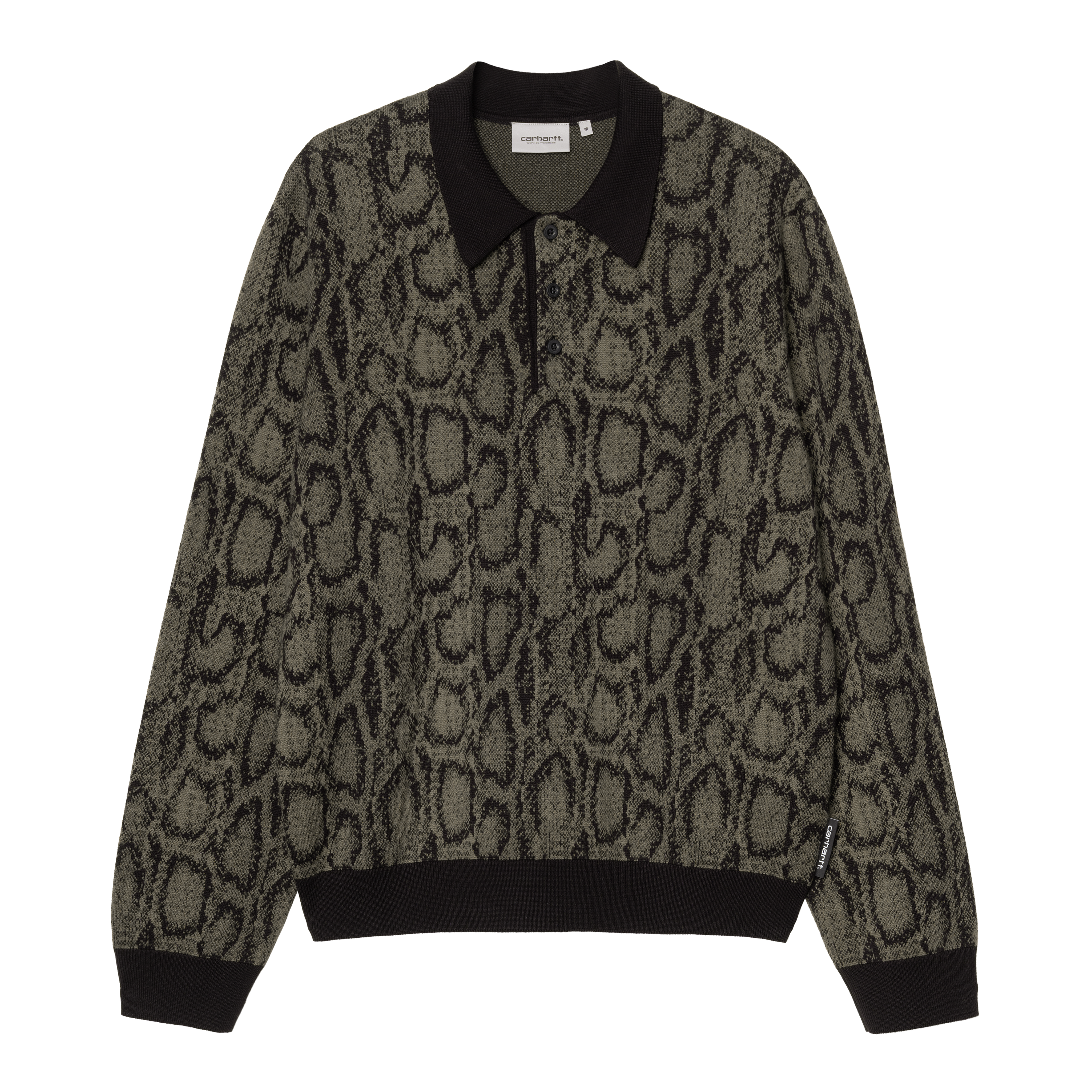 Carhartt WIP L/S Snake Polo, Snake Camo Jacquard, Leaf | Official