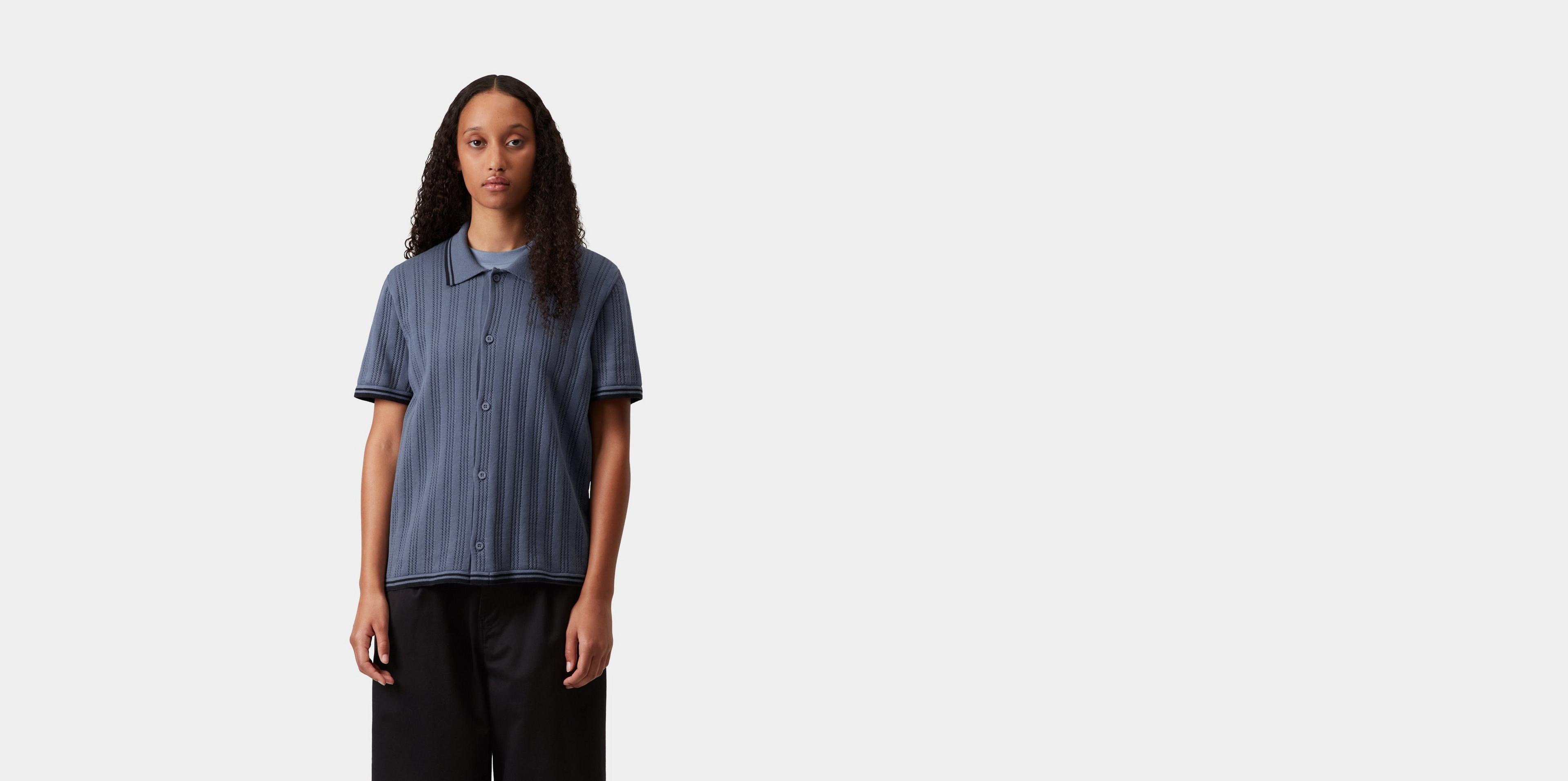 Carhartt WIP W' S/S Ramsey Knit Shirt, Velvet Blue | Official