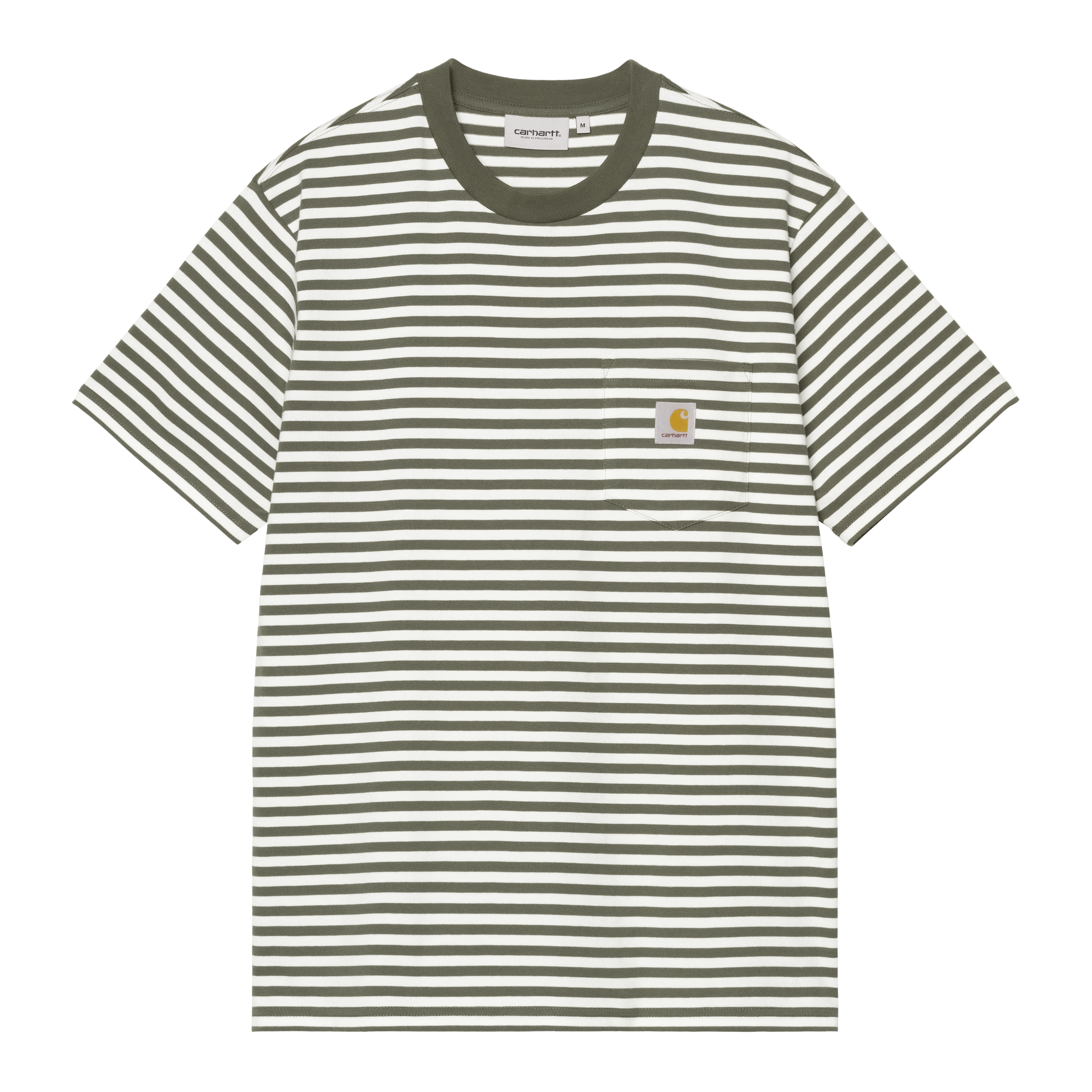 Carhartt WIP S/S Ezra Pocket T-Shirt, Ezra Stripe, Leaf / Wax