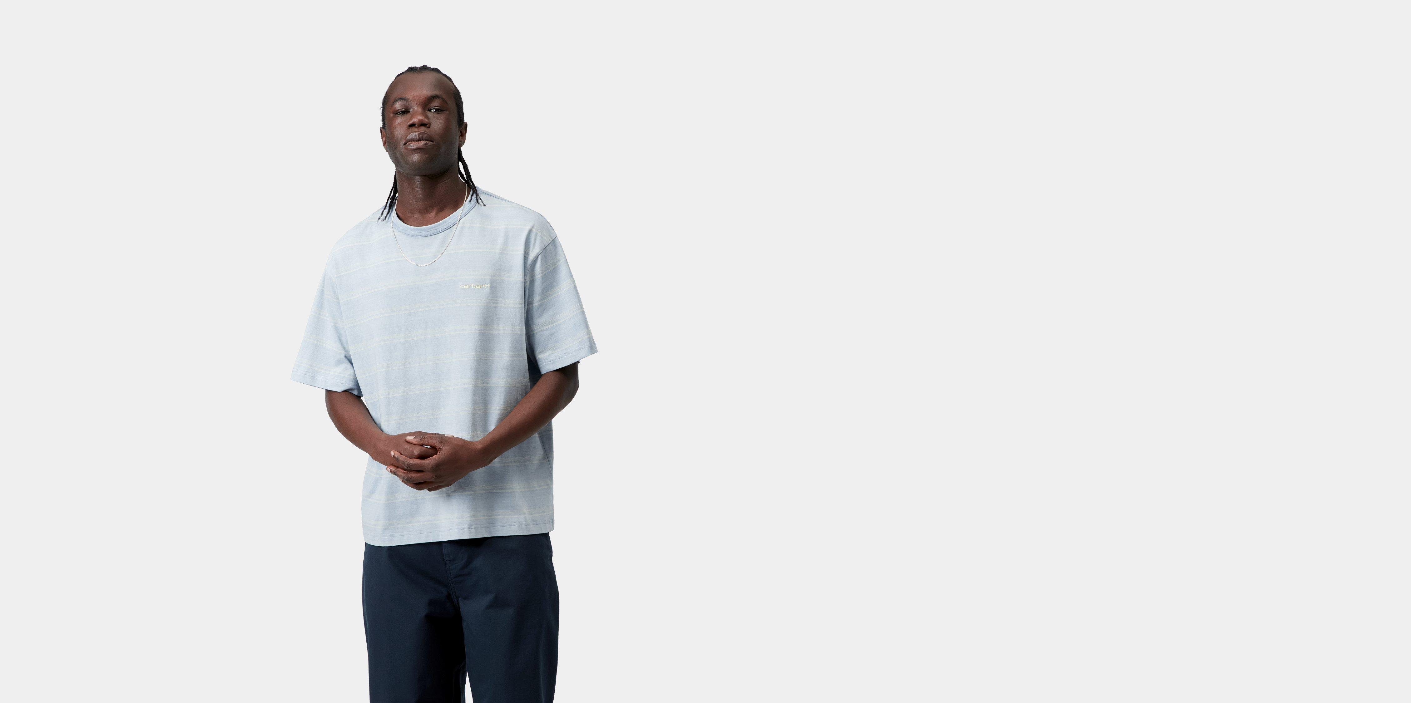 Carhartt WIP S/S Matti T-Shirt Matti Stripe, Icaria / Sphene indigo overdyed | blue|multicolor | XS | Men