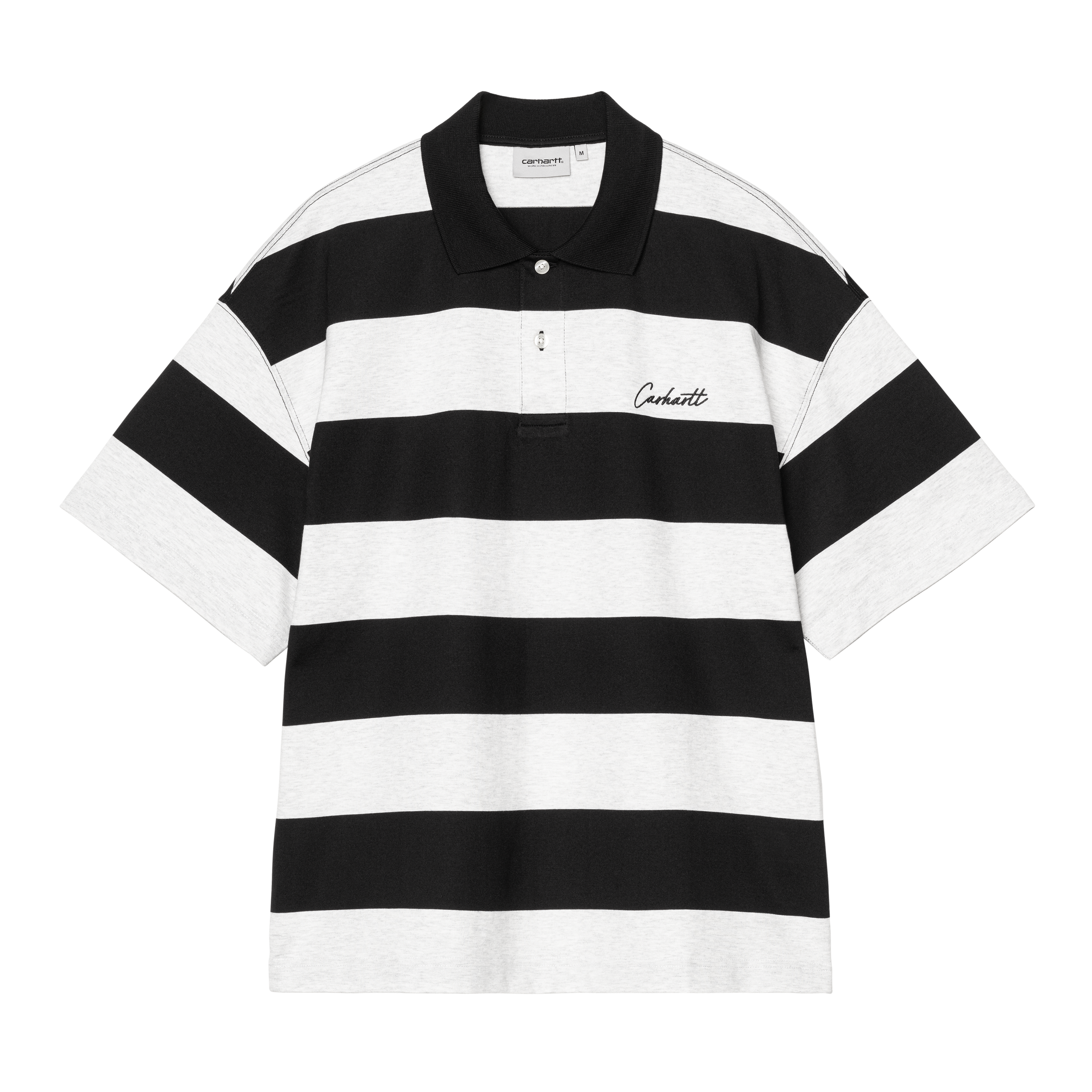 Carhartt WIP S/S Delray Polo, Delray Stripe, Black | Official