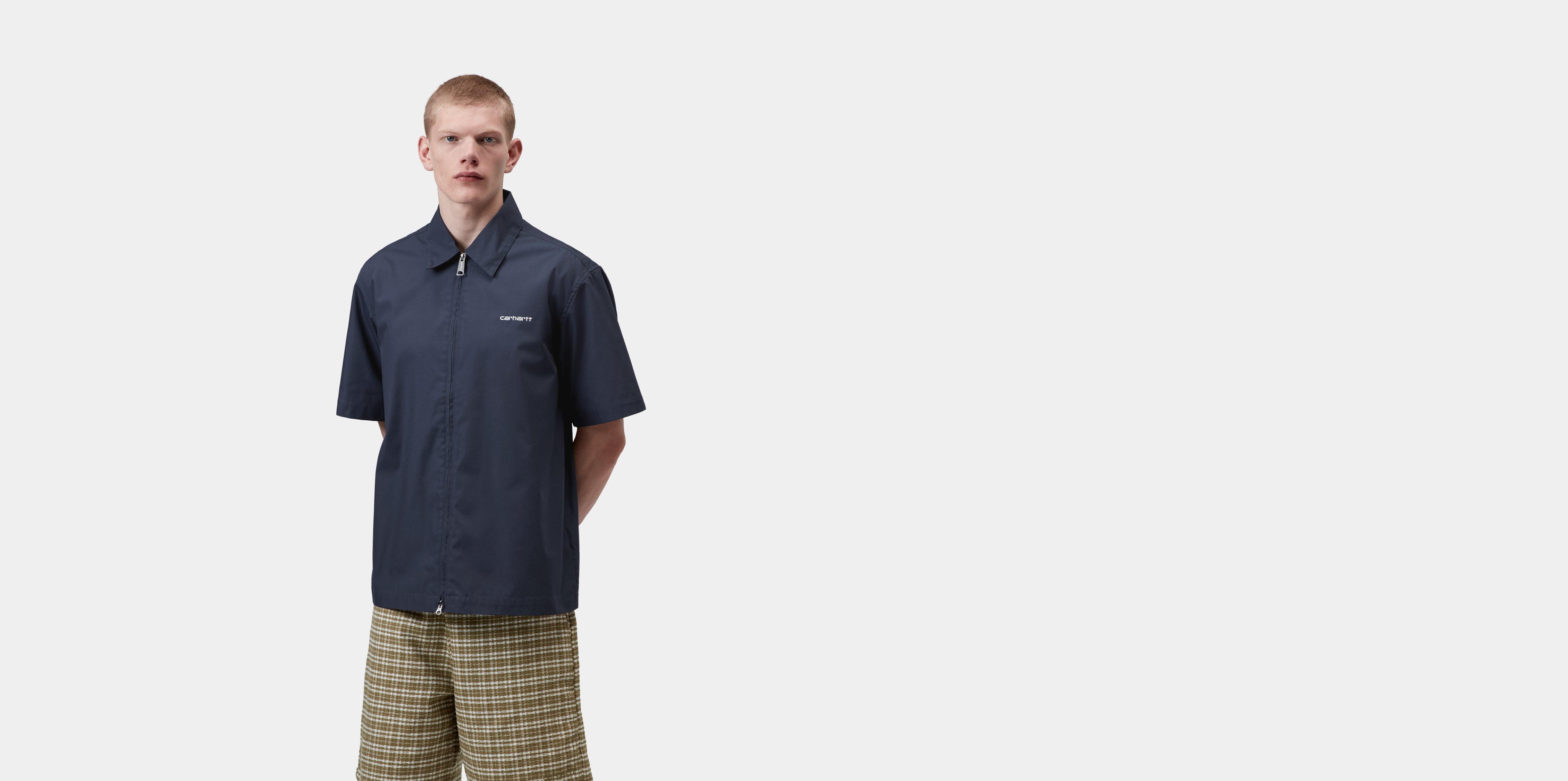 Carhartt WIP S/S Postal Zip Shirt Blue / Wax | XL | Men