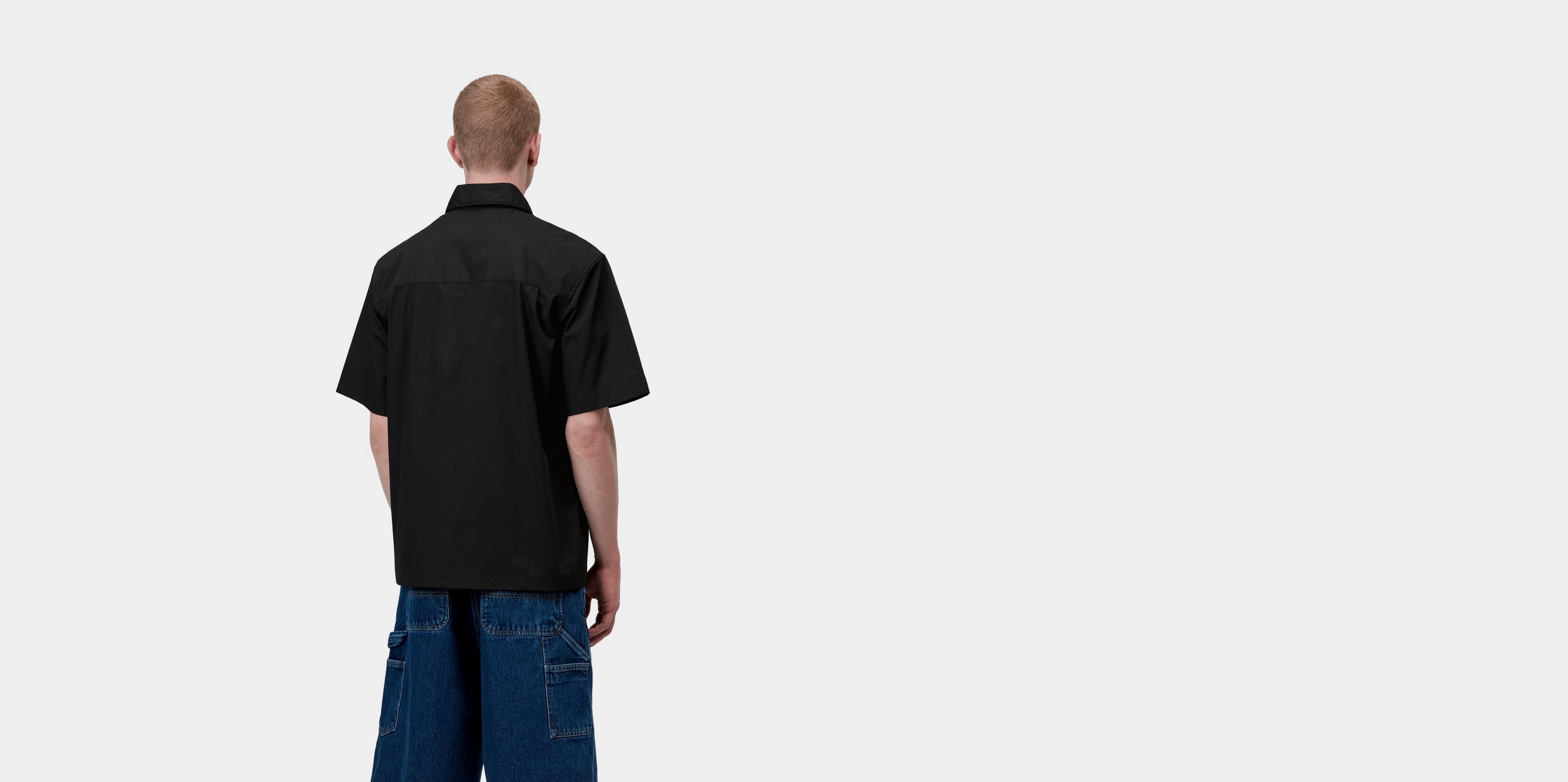 Carhartt WIP S/S Postal Zip Shirt, Black / Wax | Official Online Store
