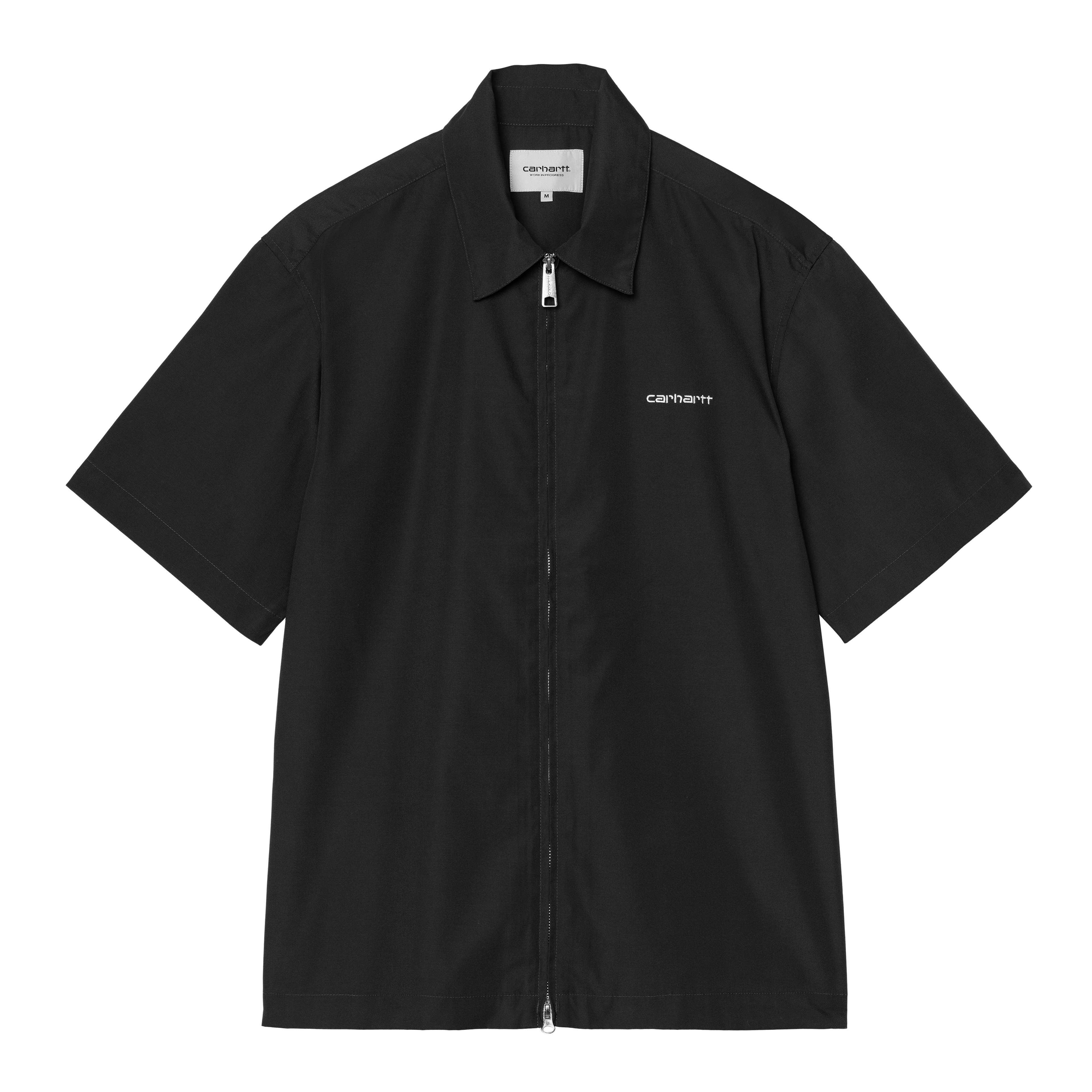 Carhartt WIP S/S Postal Zip Shirt, Black / Wax | Official Online Store