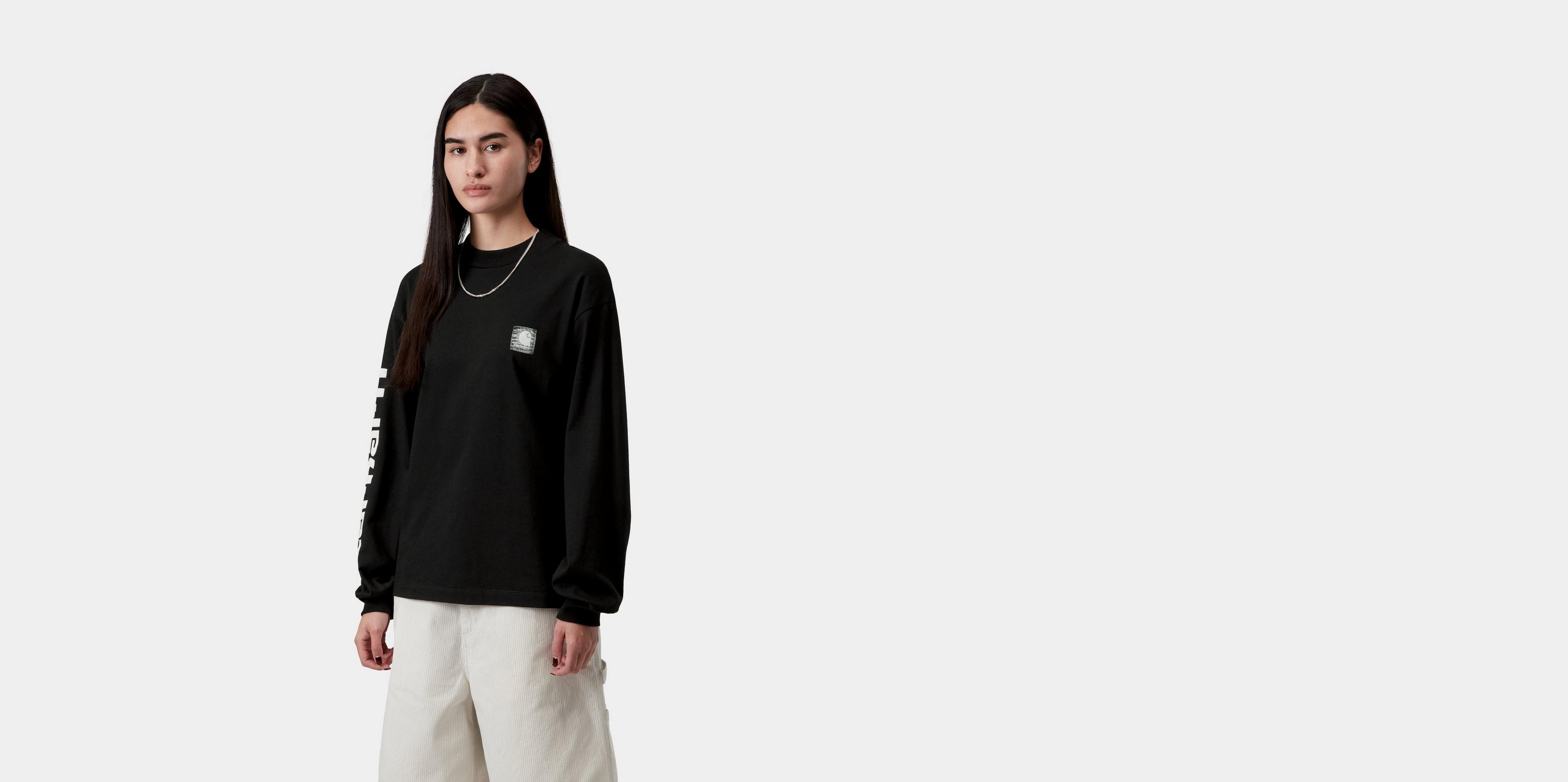 Carhartt WIP Women's L/S Archive Script T-Shirt, Black | Official