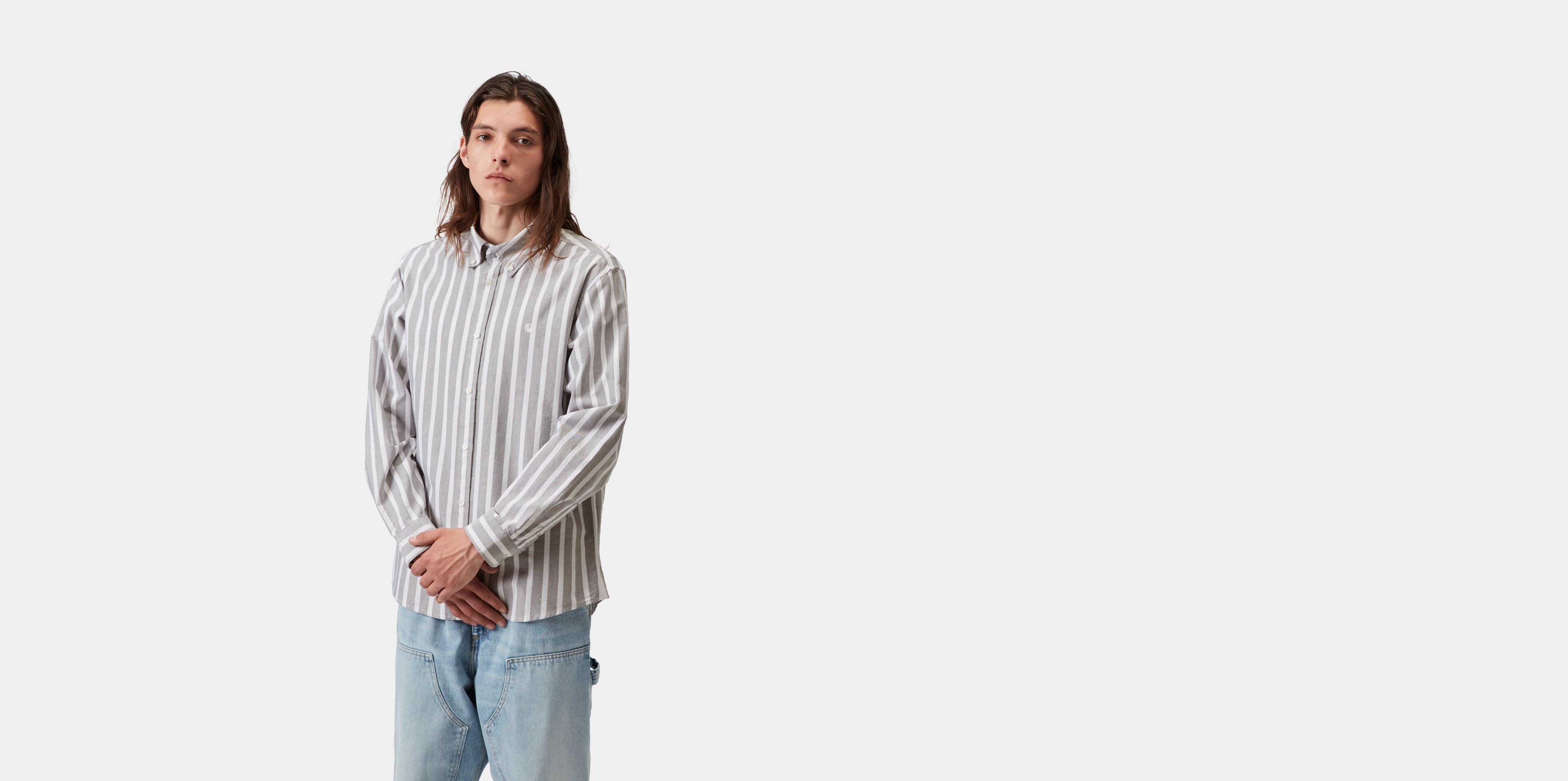 Carhartt WIP L/S Deven Shirt Deven Stripe, Black / White | multicolor|white | XL | Men