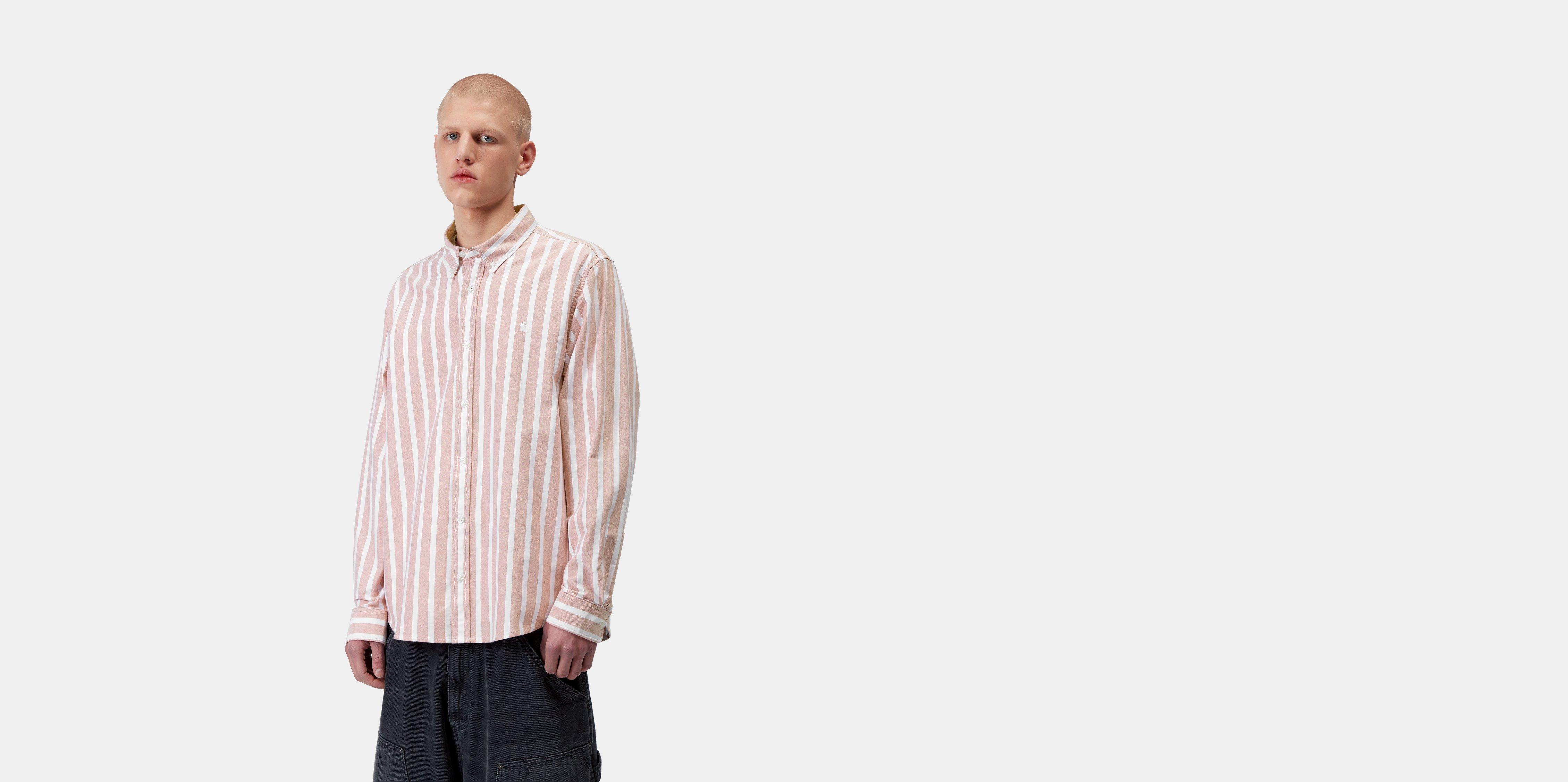 Carhartt WIP L/S Deven Shirt Deven Stripe, Oxide Red / White | multicolor|red | L | Men