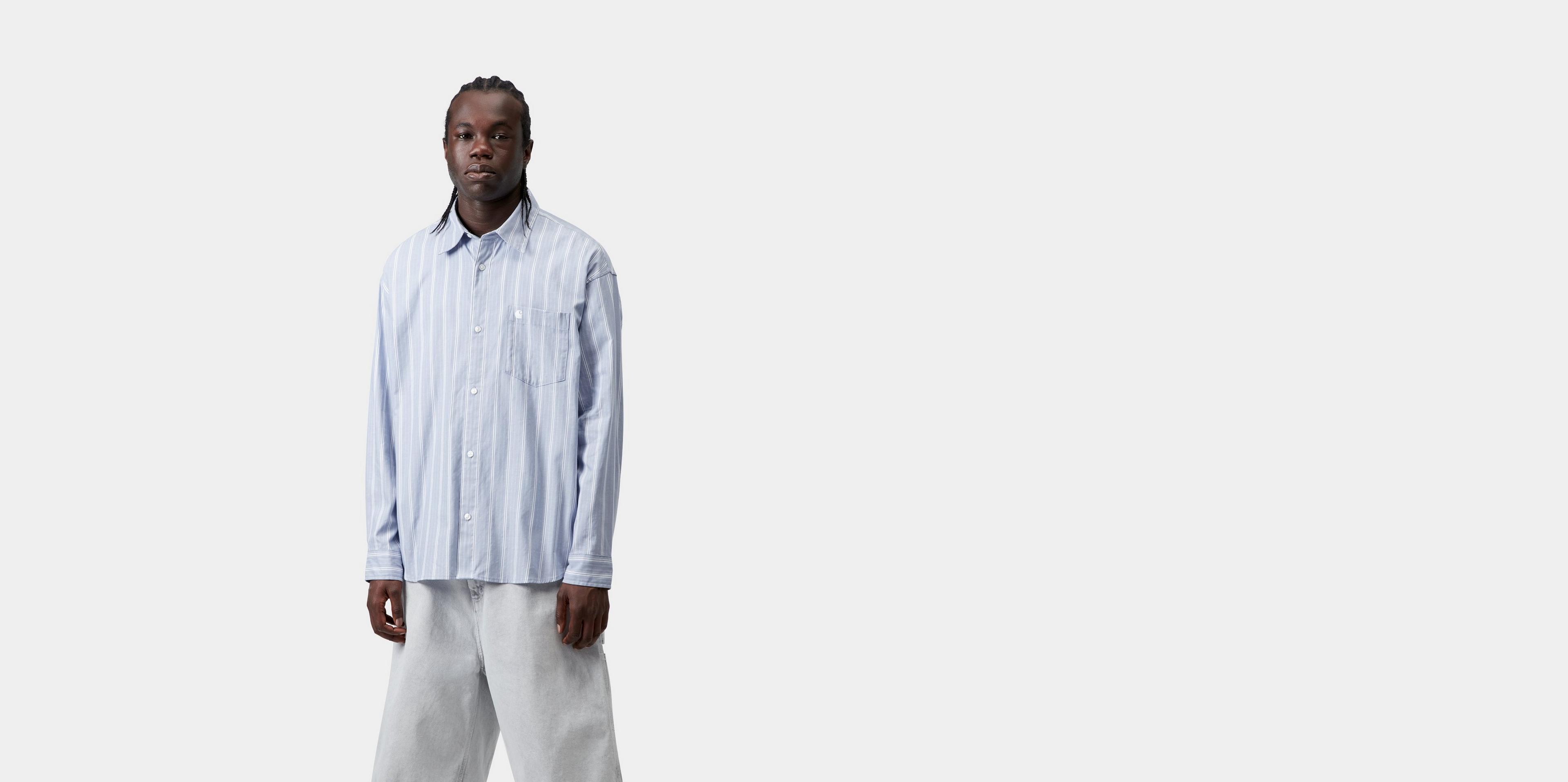 Carhartt WIP L/S Beale Shirt, Beale Stripe, Gentle Blue / White 