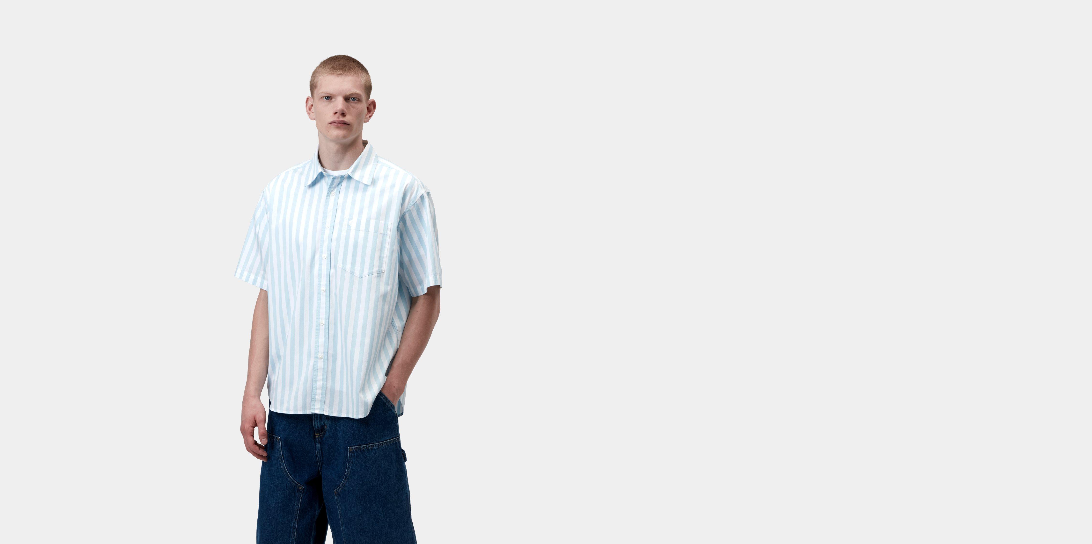 Carhartt WIP S/S Royce Shirt Royce Stripe, Icaria / White | multicolor|blue | S | Men