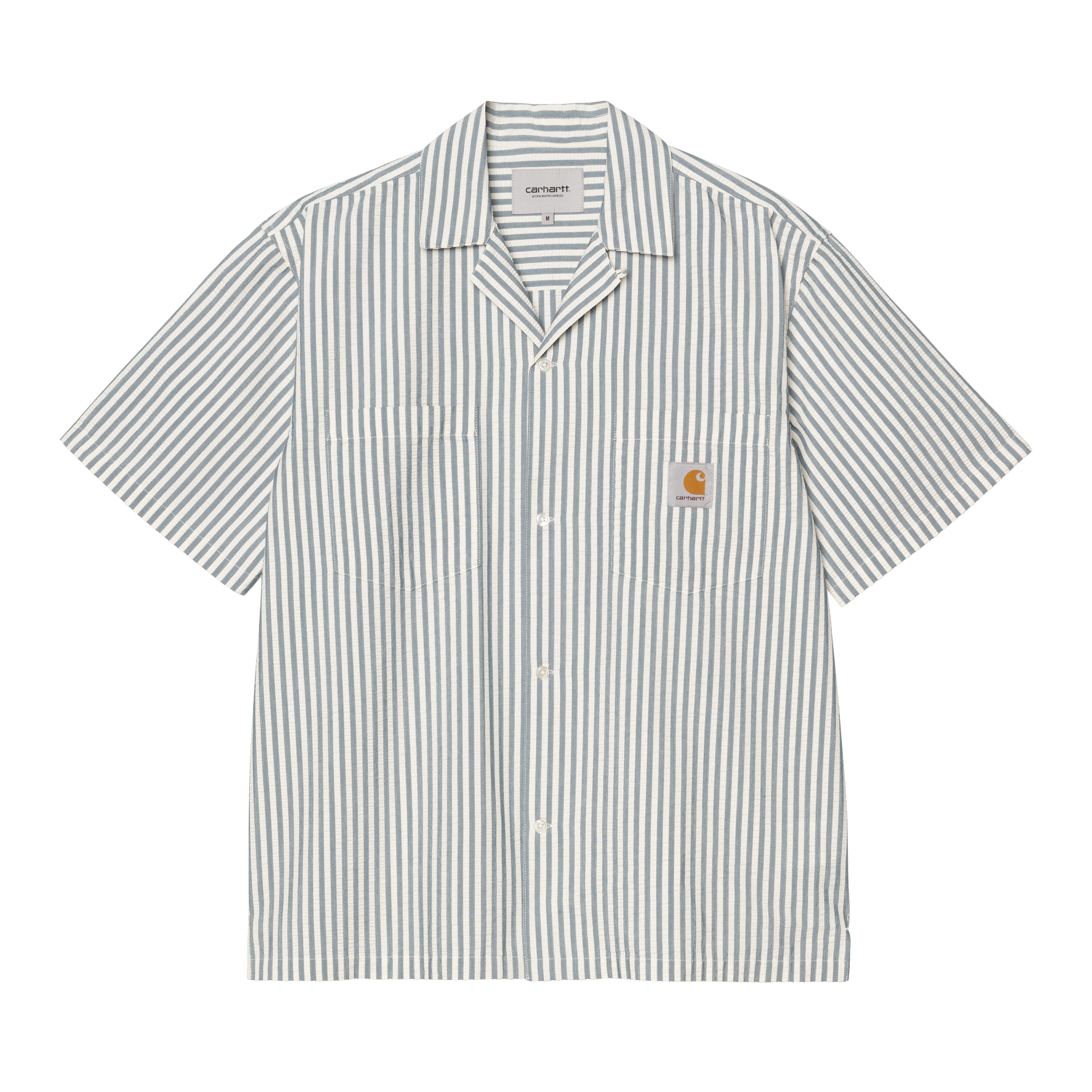 Carhartt WIP S/S Leavel Shirt Leavel Stripe, Blue River / Wax | blue|multicolor | XS | Men