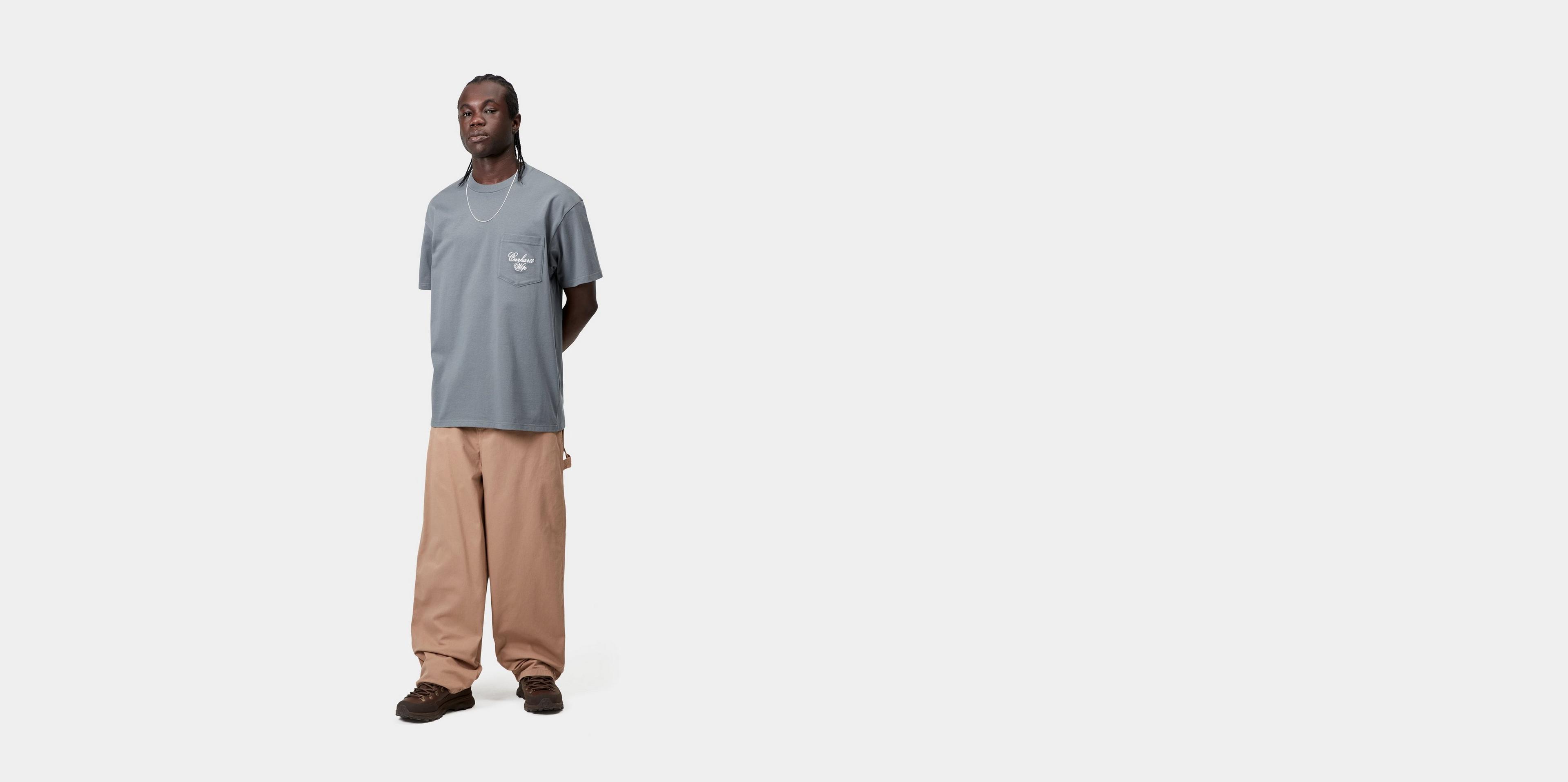 Carhartt WIP S/S Longhand Pocket T-Shirt, Cozy Blue / White