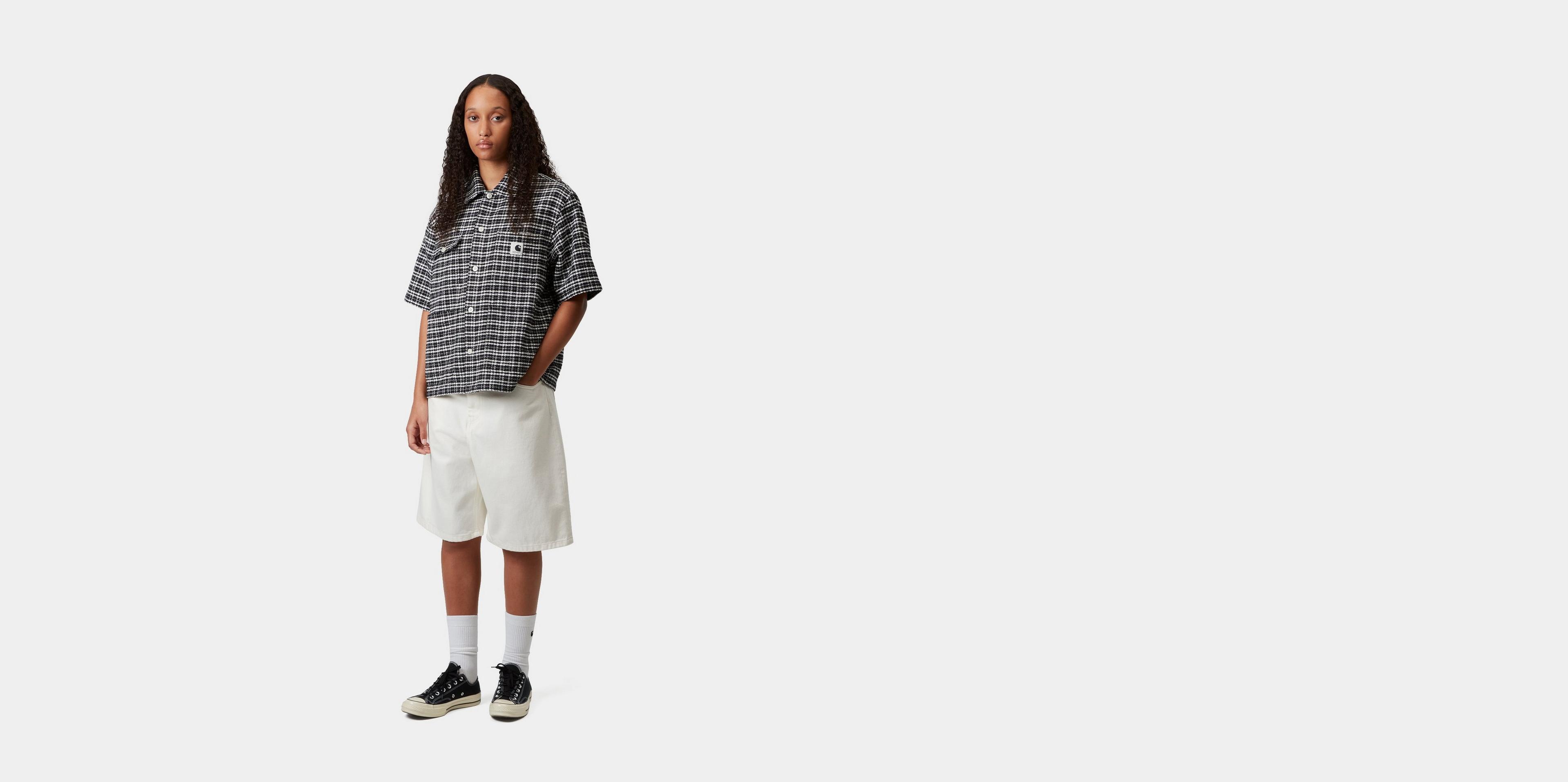 Carhartt WIP Women's S/S Michigan Shirt, Kander Check, Black