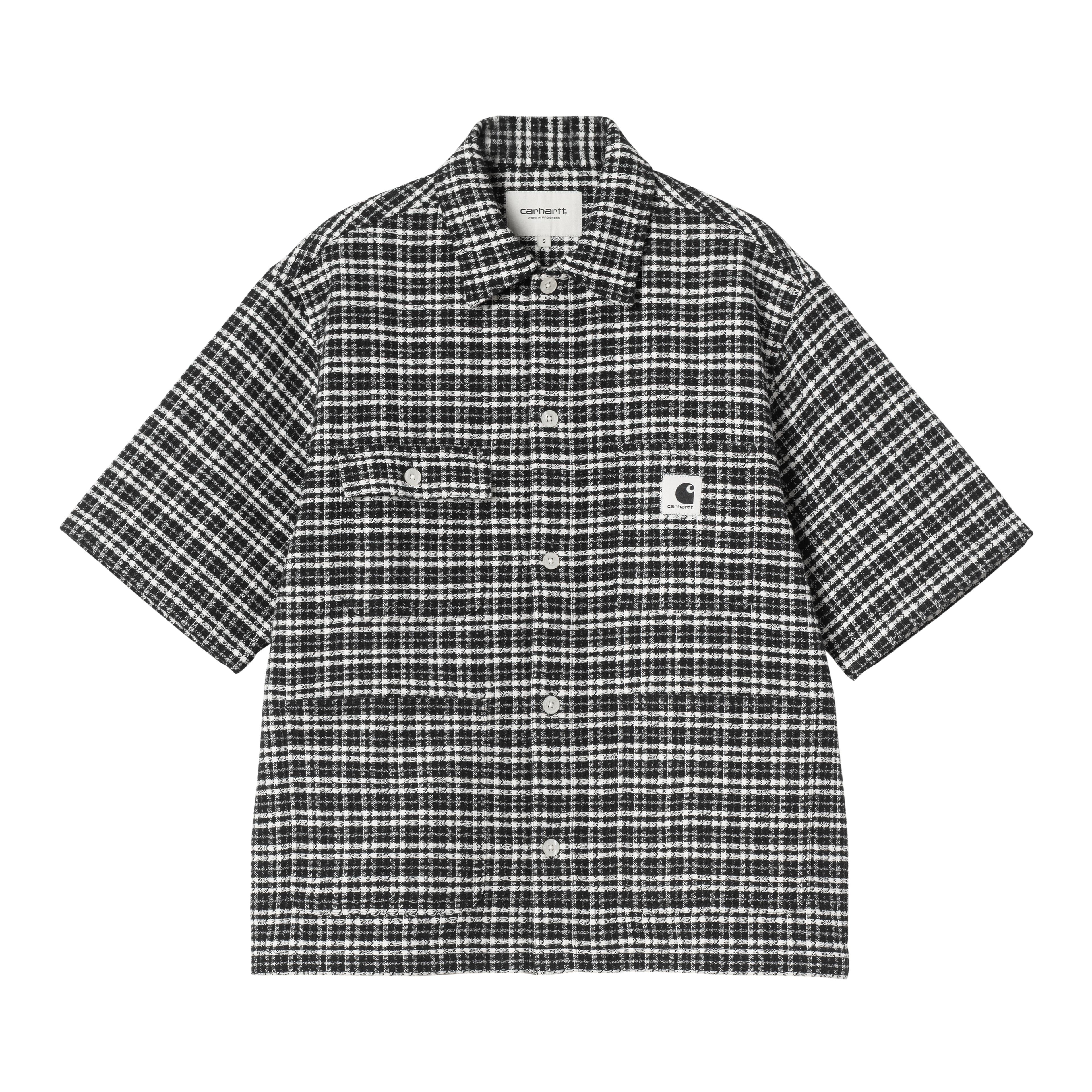 Carhartt WIP Women's S/S Michigan Shirt, Kander Check, Black