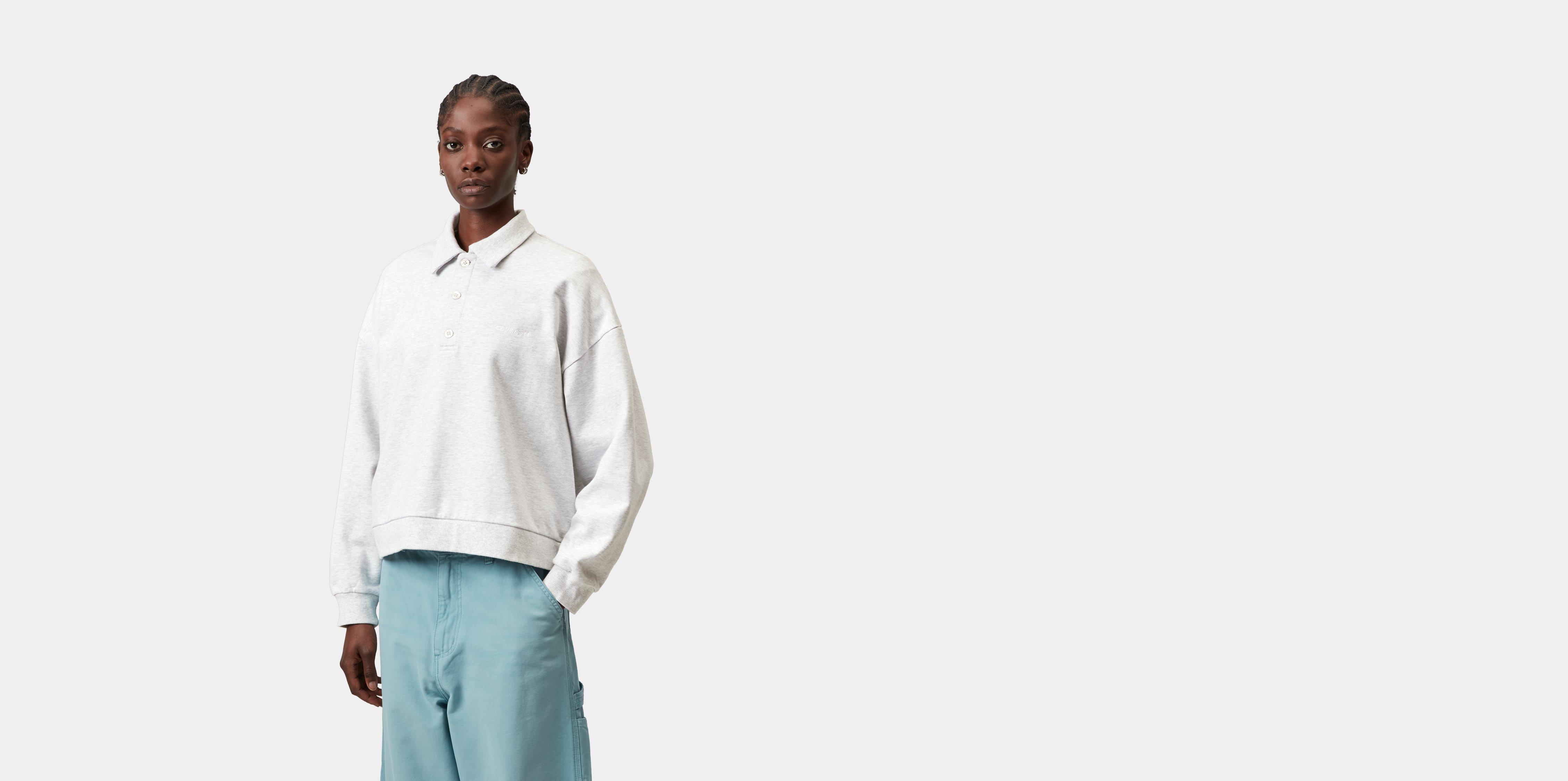 Carhartt WIP W' Brenta Polo Sweatshirt Ash Heather / White heavy stone wash | grey | S | Women