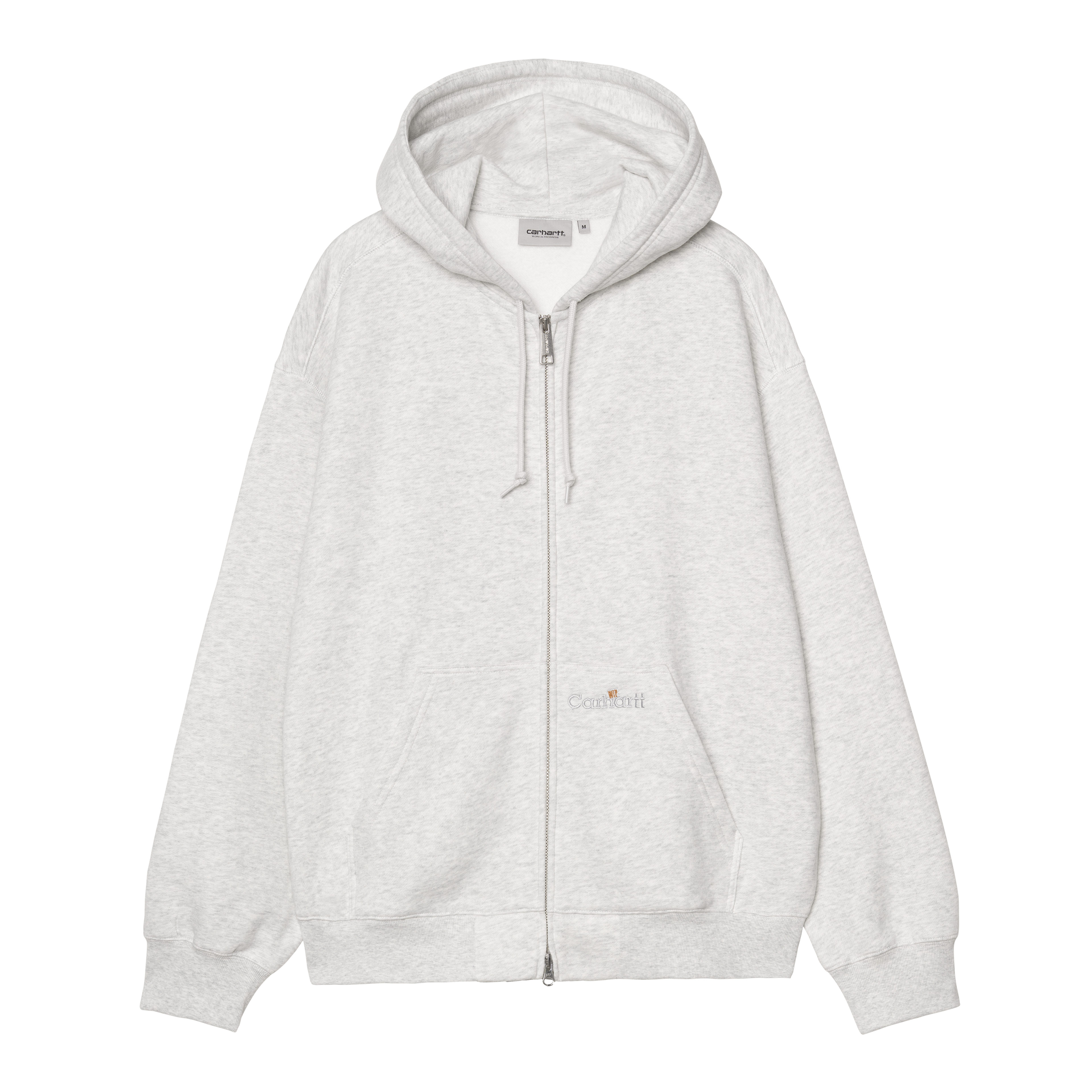 Carhartt WIP Hooded WIP Label Sweat Jacket, Ash Heather | Official