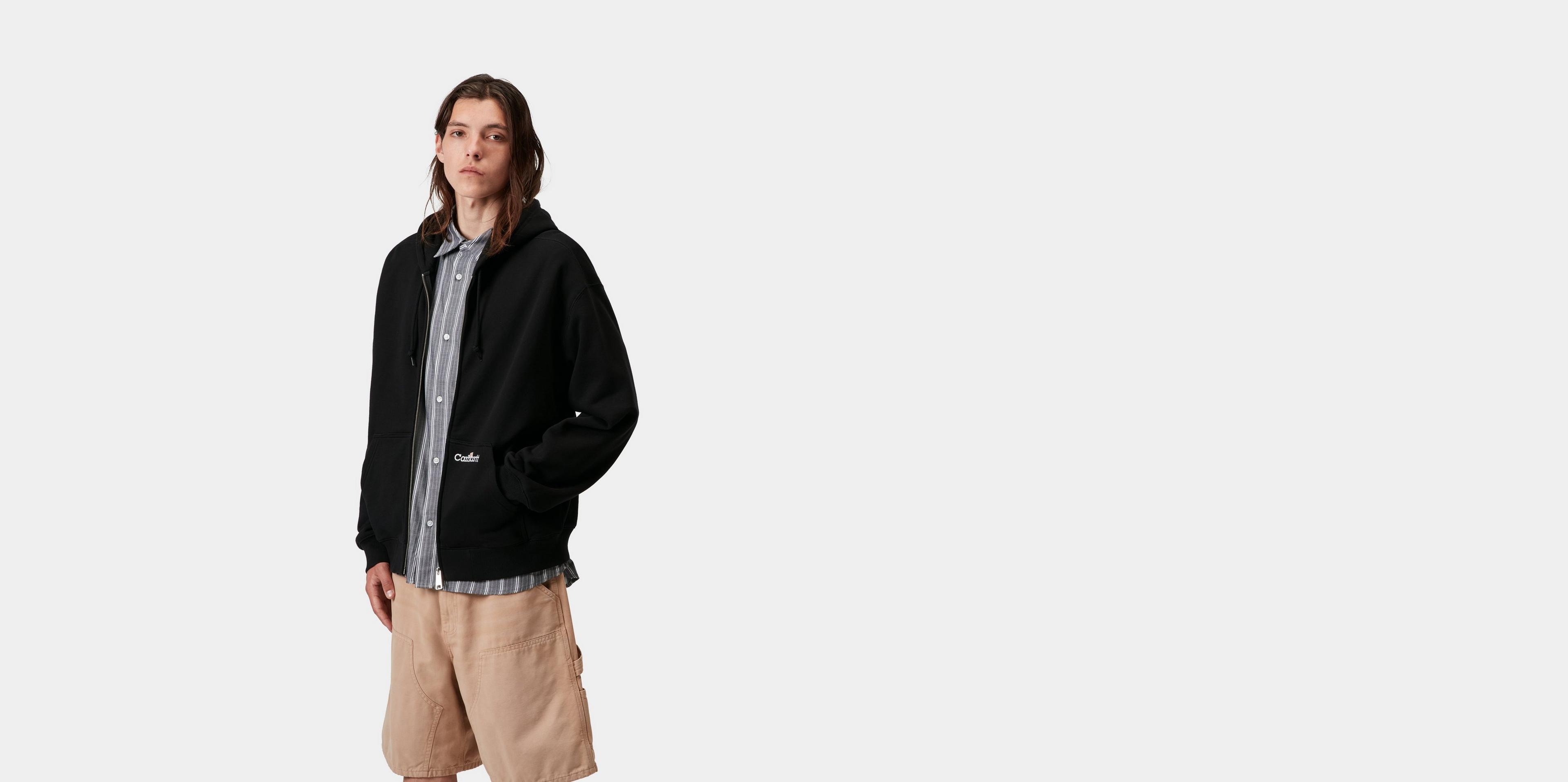 Carhartt WIP Hooded WIP Label Sweat Jacket, Black | Official