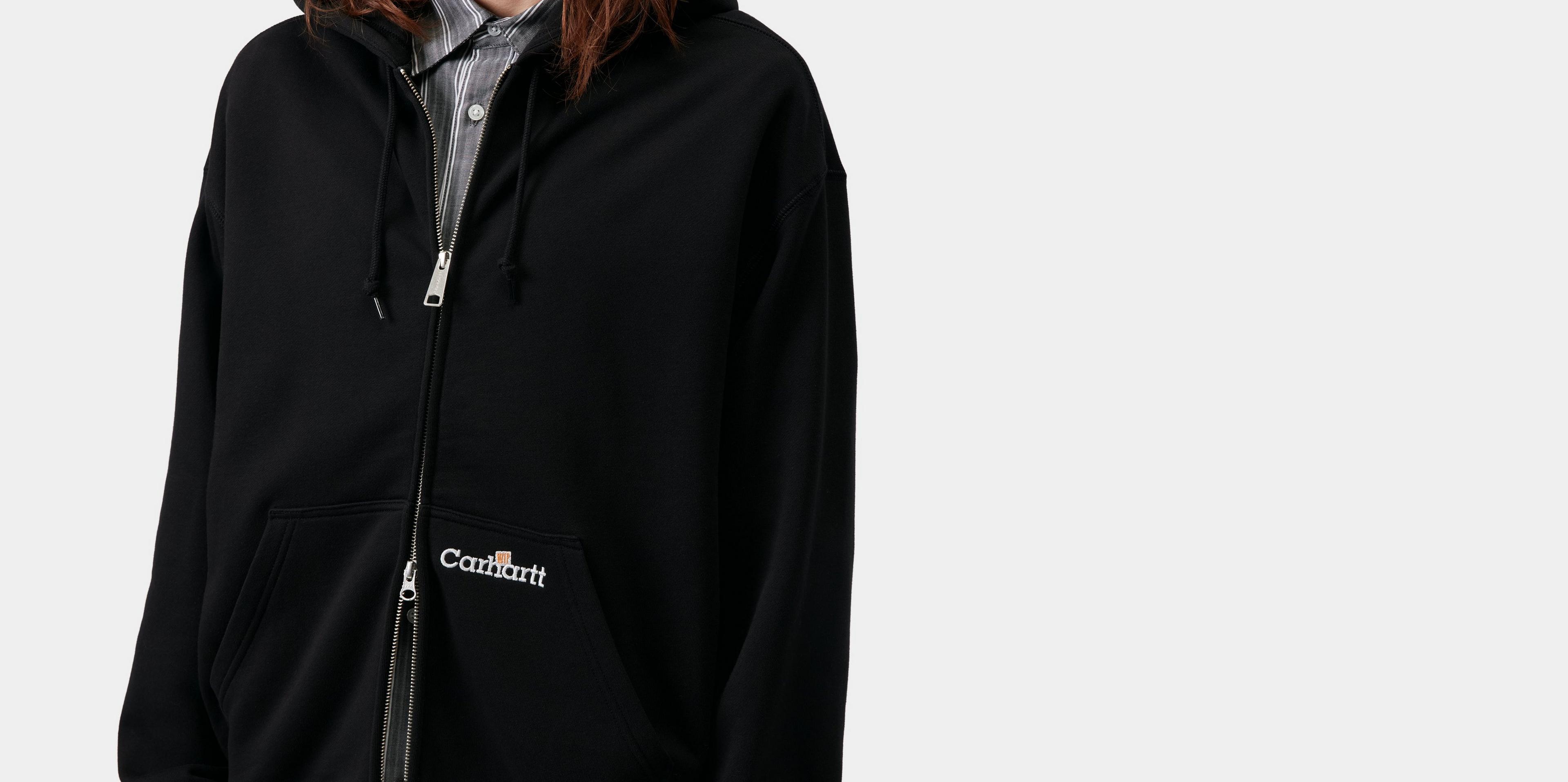 Carhartt WIP Hooded WIP Label Sweat Jacket, Black | Official