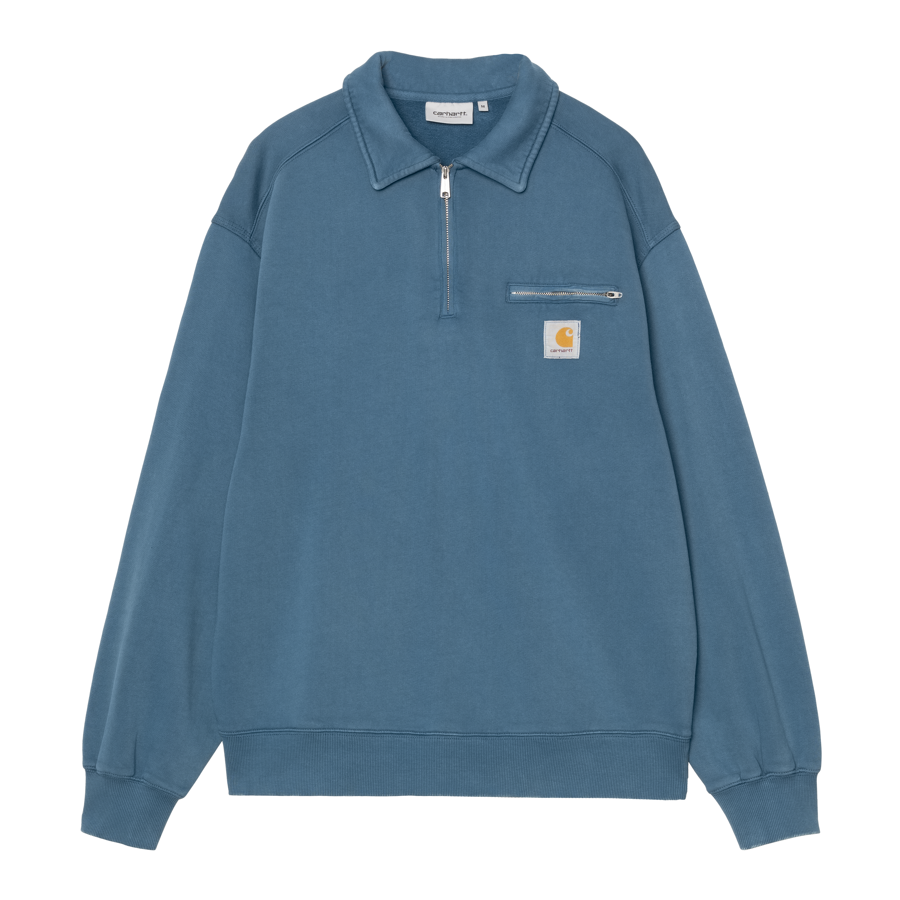 Carhartt WIP Half Zip Detroit Sweatshirt Blue River stone washed | M | Men