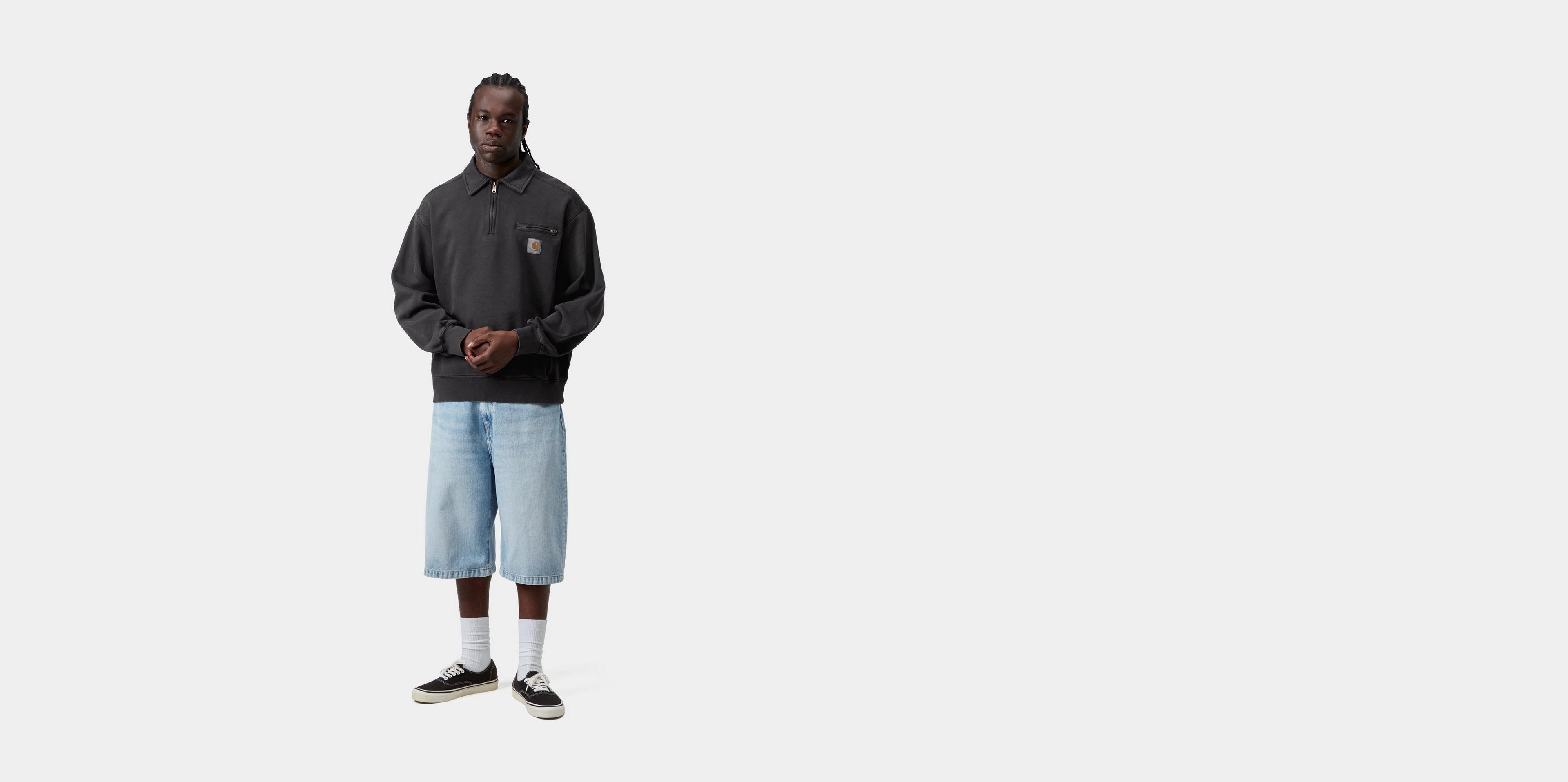 Carhartt WIP Half Zip Detroit Sweatshirt, Black | Official Online