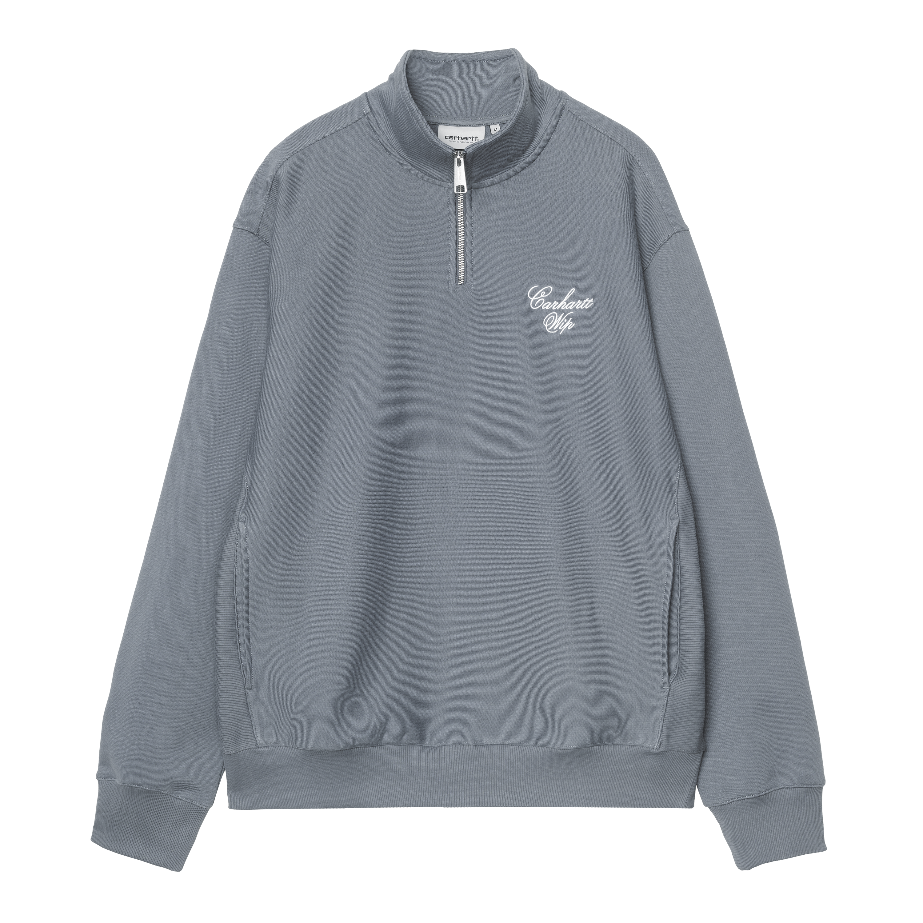 Carhartt WIP Longhand Half Zip Sweatshirt, Cozy Blue / White