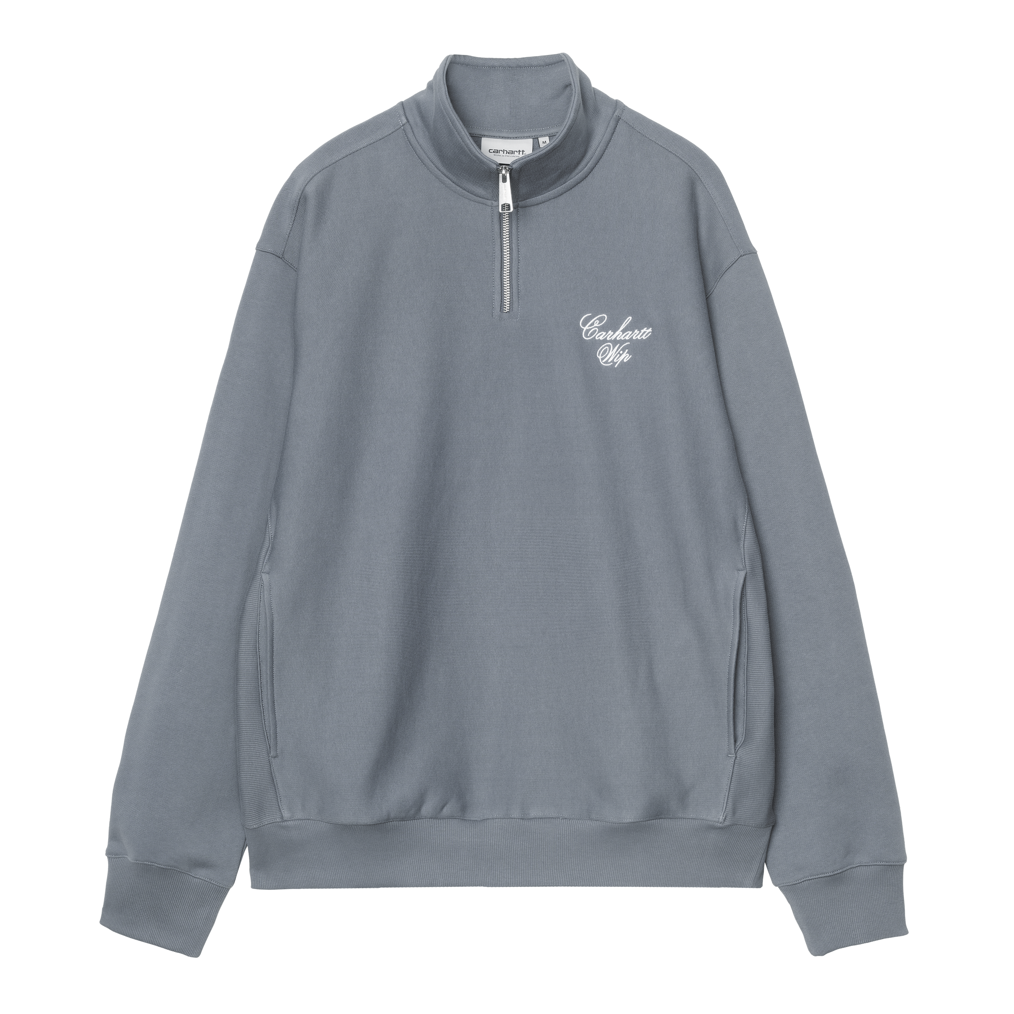 Carhartt WIP Longhand Half Zip Sweatshirt, Cozy Blue / White